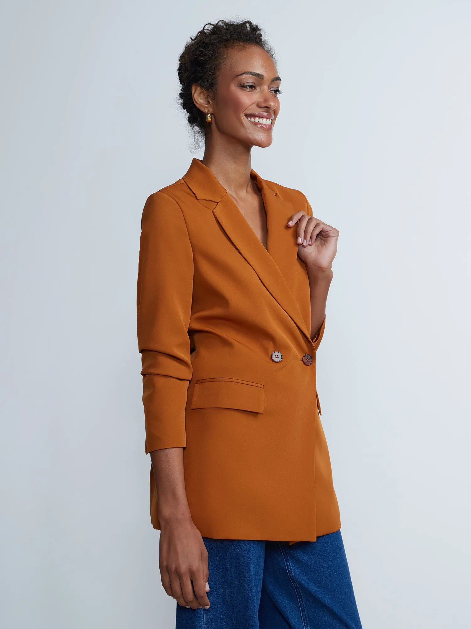 Longline Notch Lapel Boxy Blazer