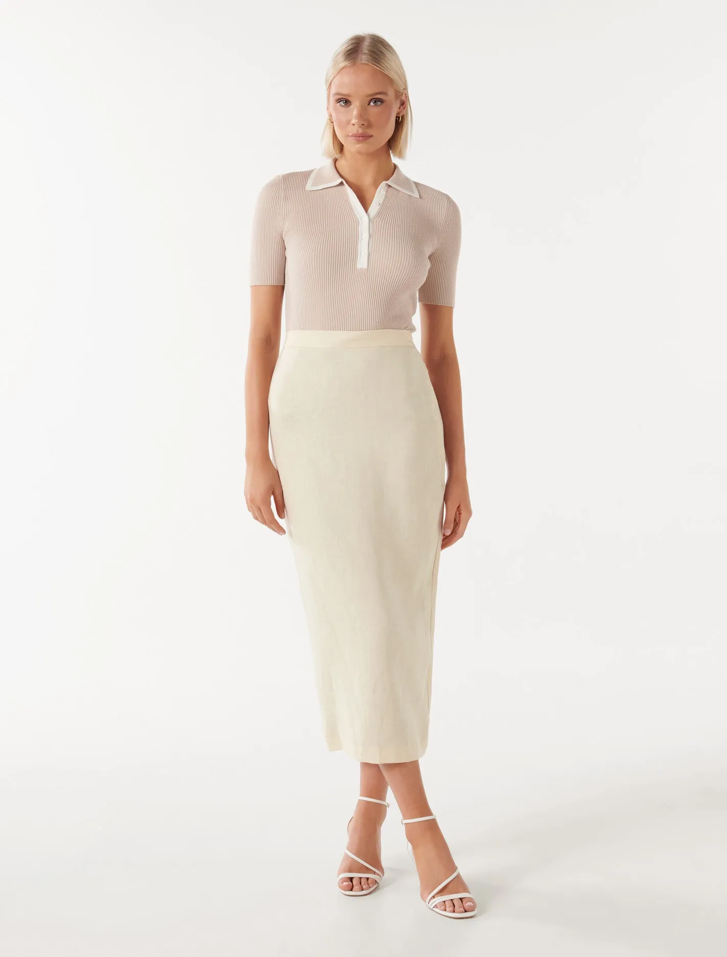 Lucy Linen Column Midi Skirt