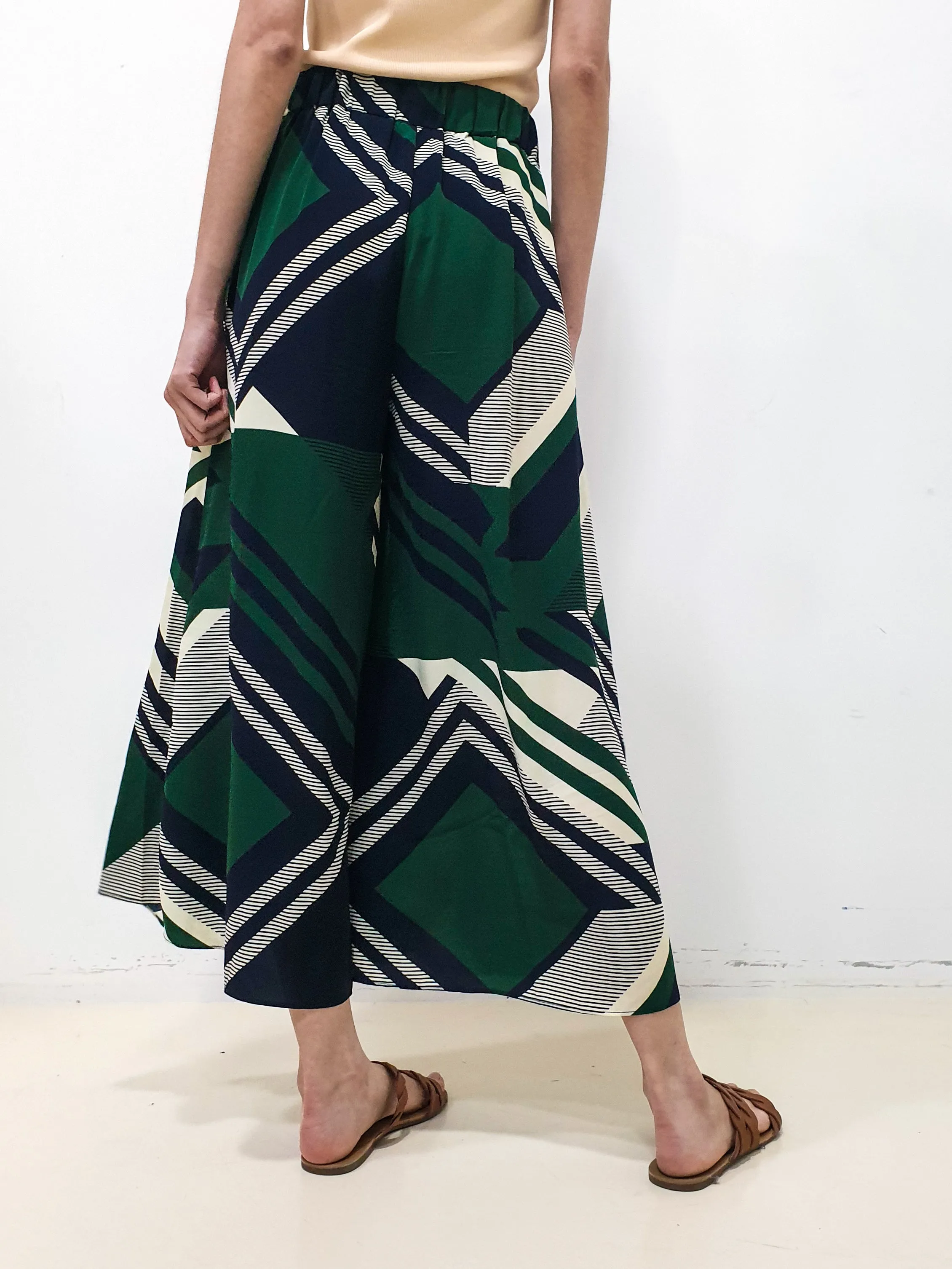 MADEBYFER Print Flare Leg Pants - Green