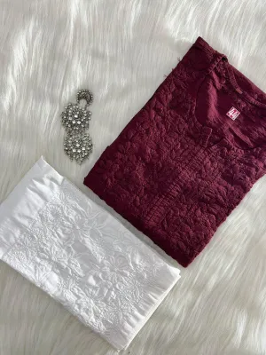 Maroon Celestial Charm Chikankari Set