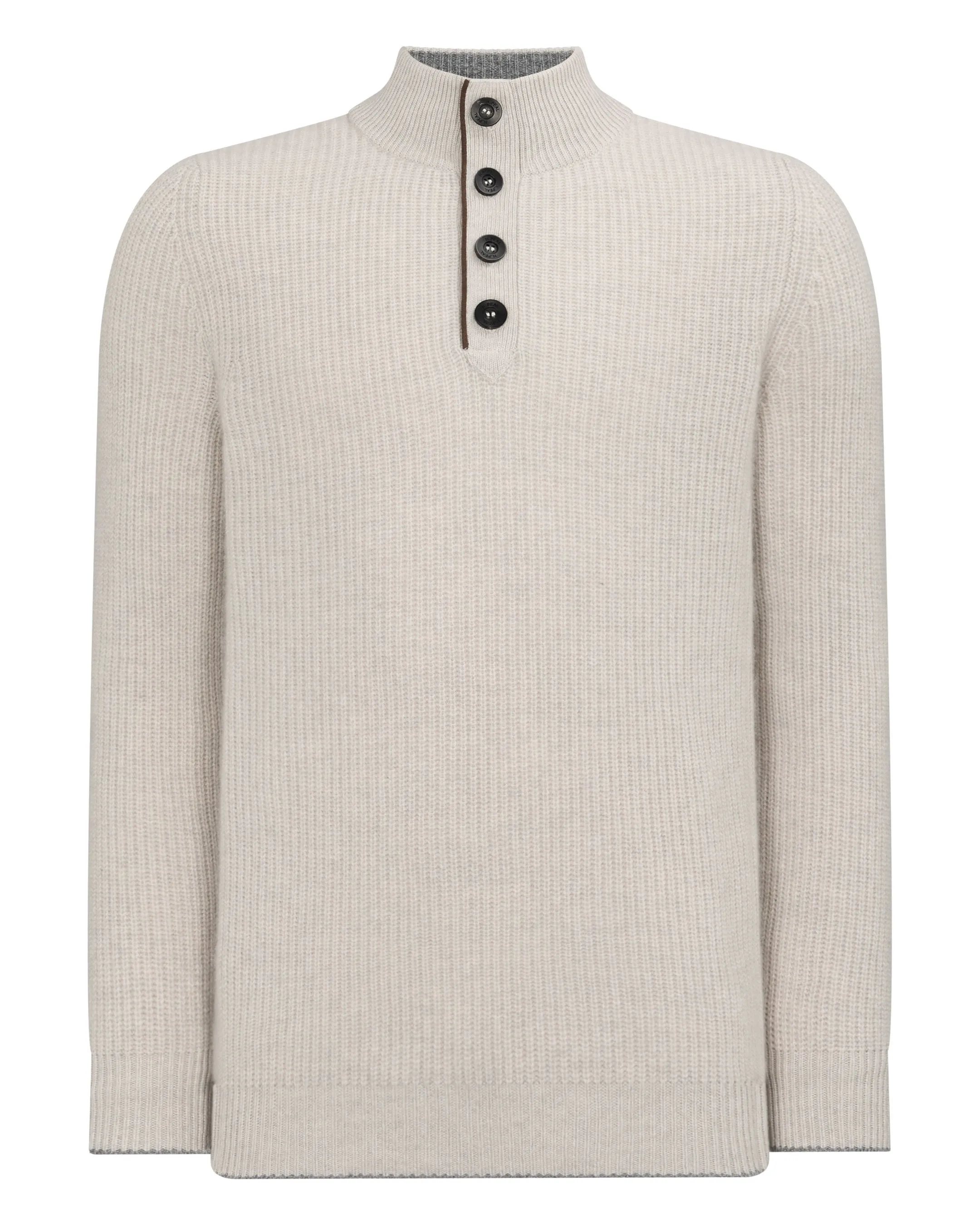 Men's Beauchamp Half Button Cashmere Jumper Pebble Grey