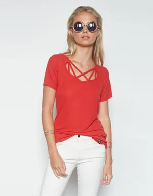 Michael Lauren King Tee in Coral Red