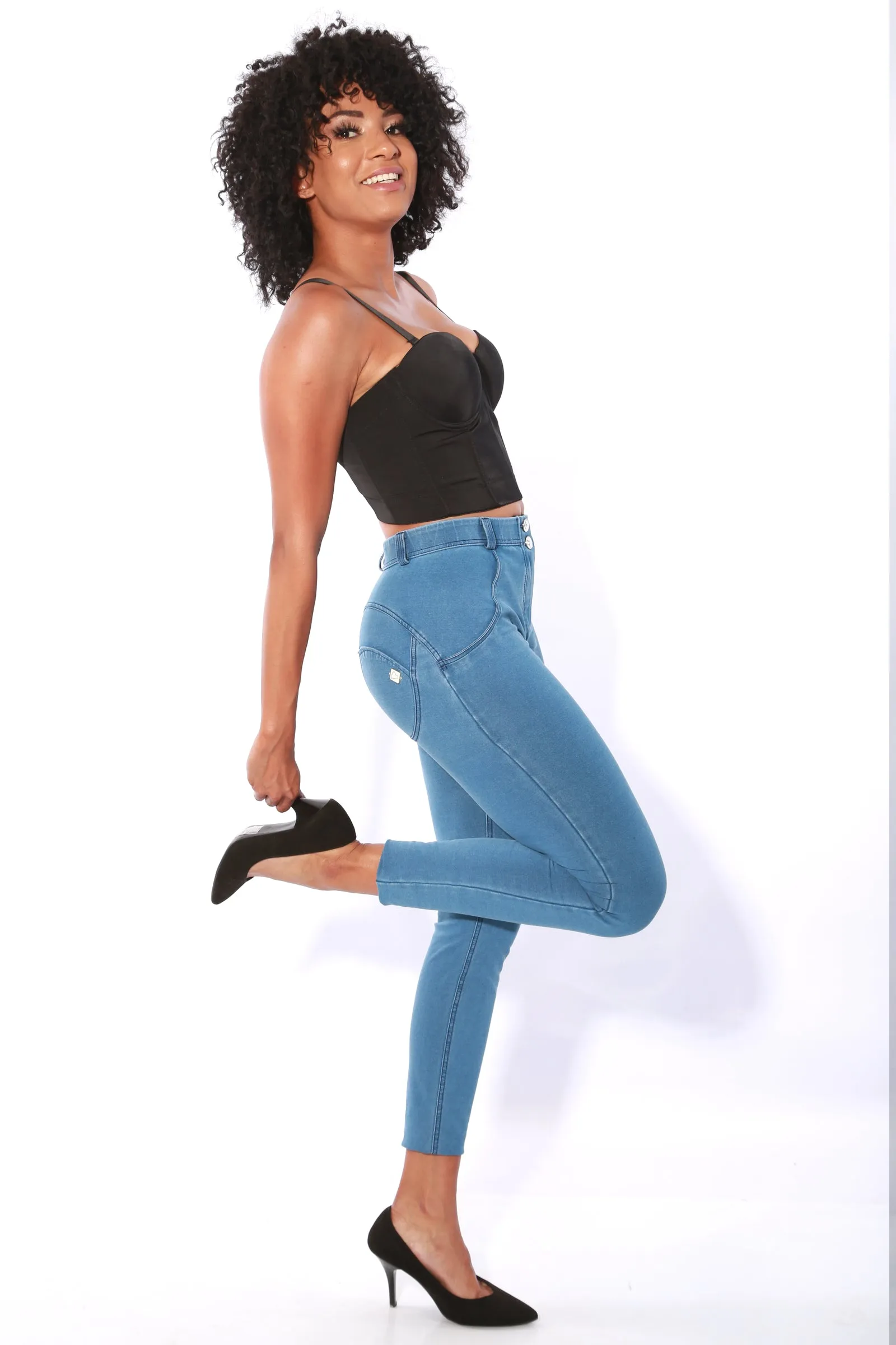 Mid waist Shapewear  Shaping pants Jeggings -light Blue