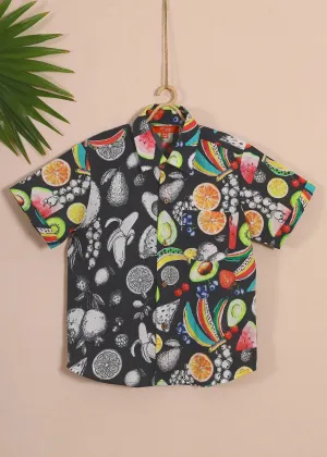 Multi Black Cotton Boys Shirt (2-12YRS)