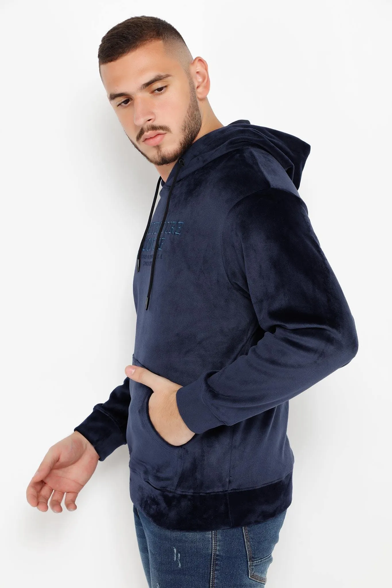 NAVY VELVET HOODIES 85020