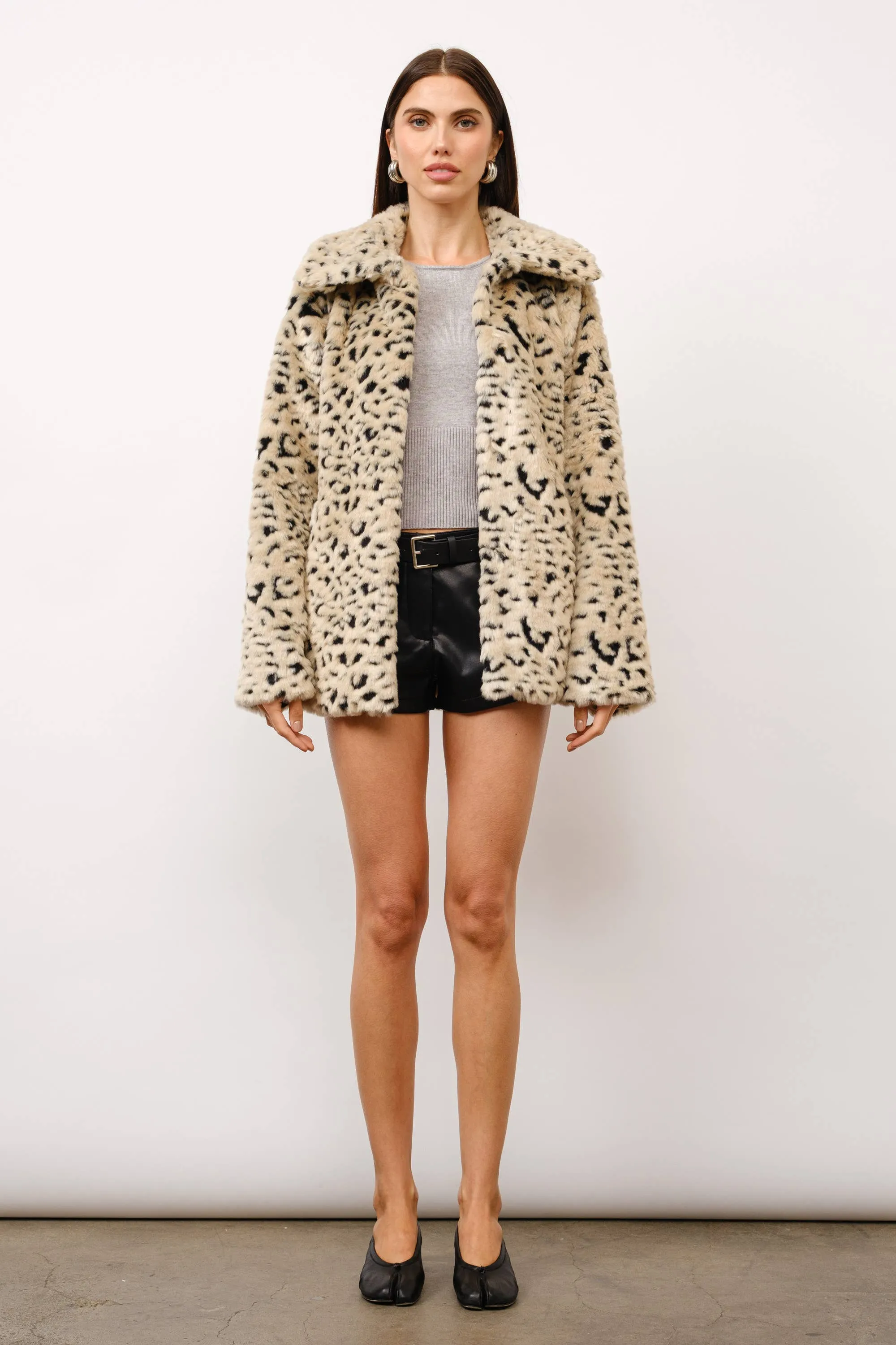 Naya Leopard Faux Fur Coat