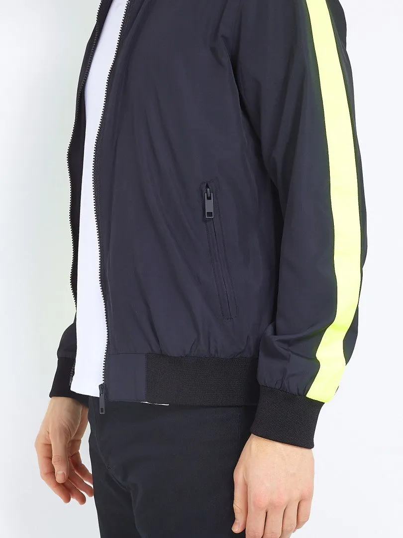 NEON SLEEVE STRIPE DETAIL BOMBER JACKET