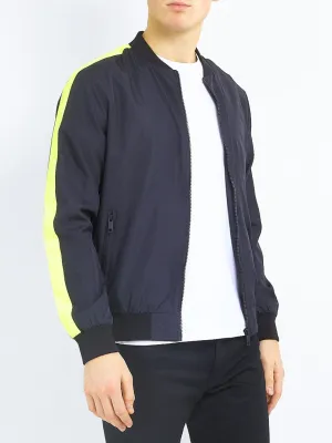 NEON SLEEVE STRIPE DETAIL BOMBER JACKET