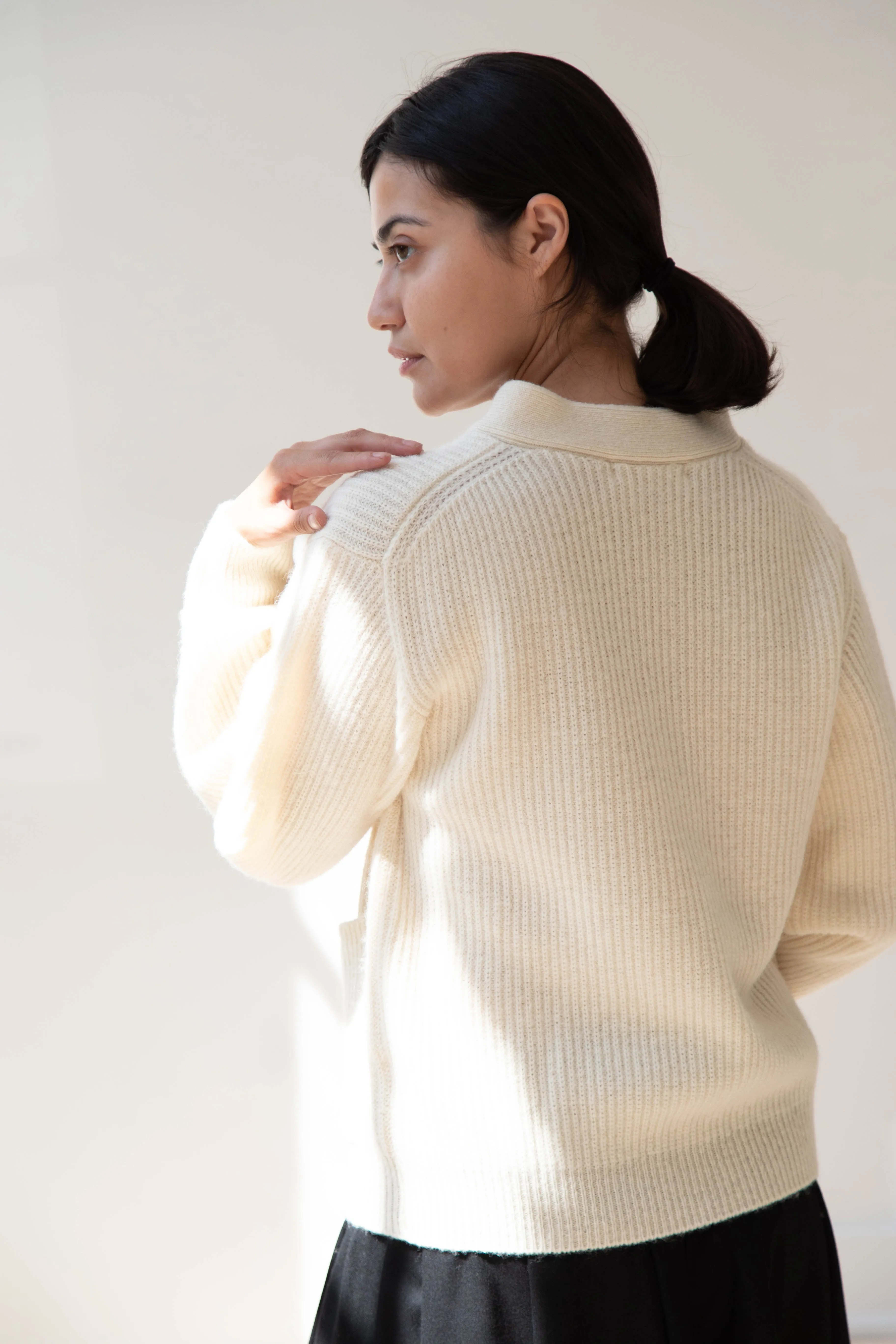 Nothing Written | Shetland Wool Henley Pullover in Ivory