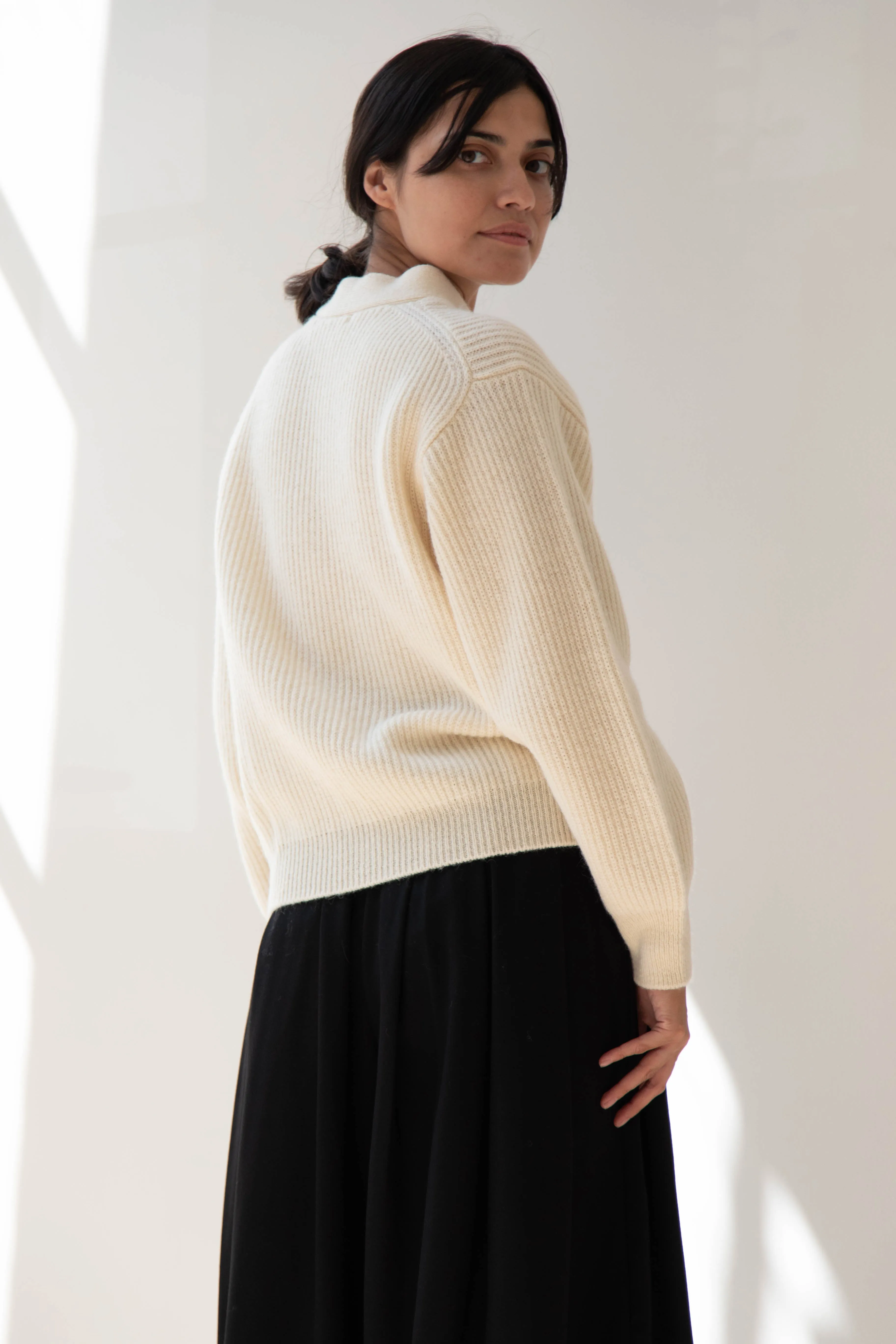 Nothing Written | Shetland Wool Henley Pullover in Ivory