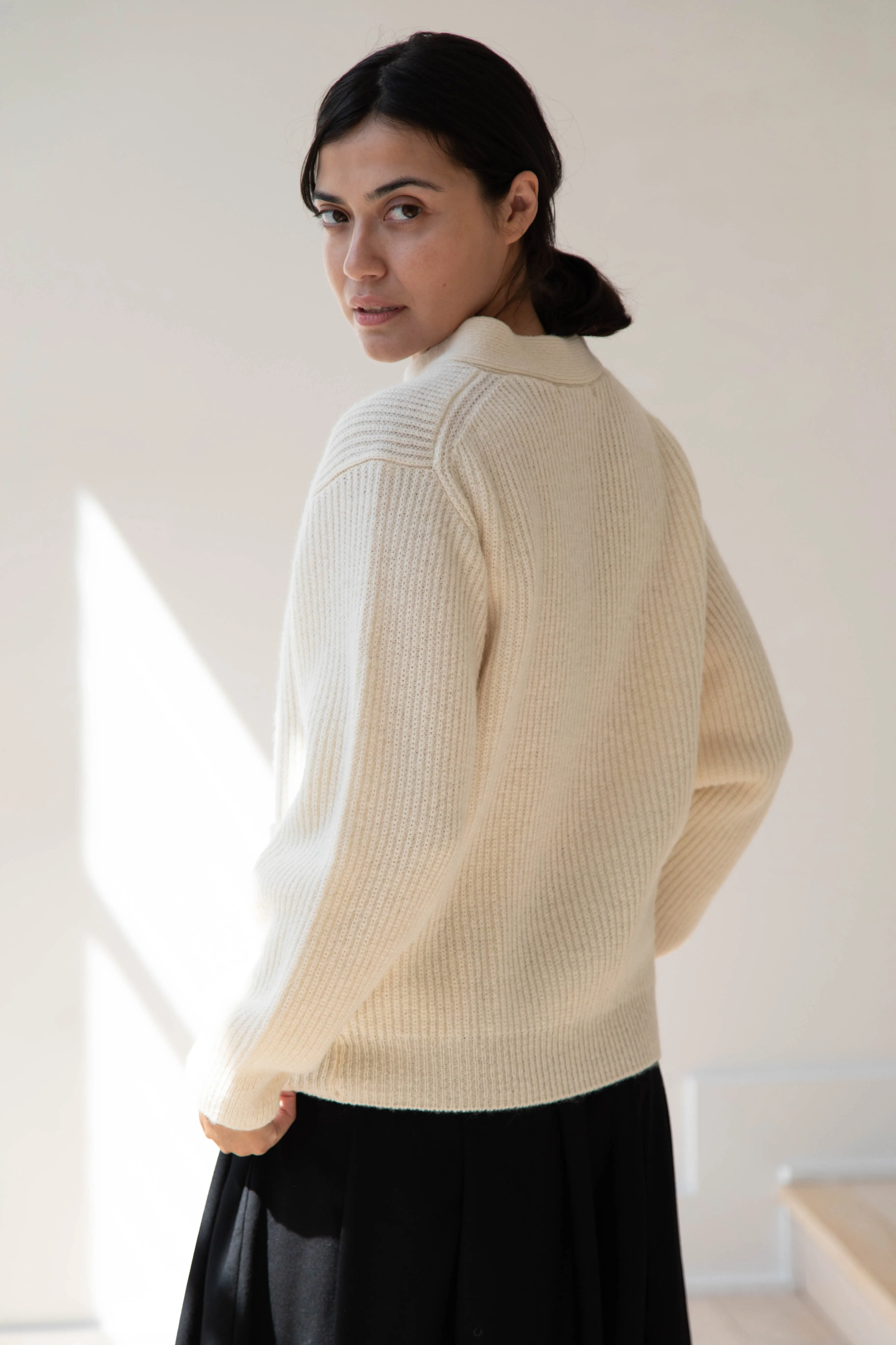 Nothing Written | Shetland Wool Henley Pullover in Ivory