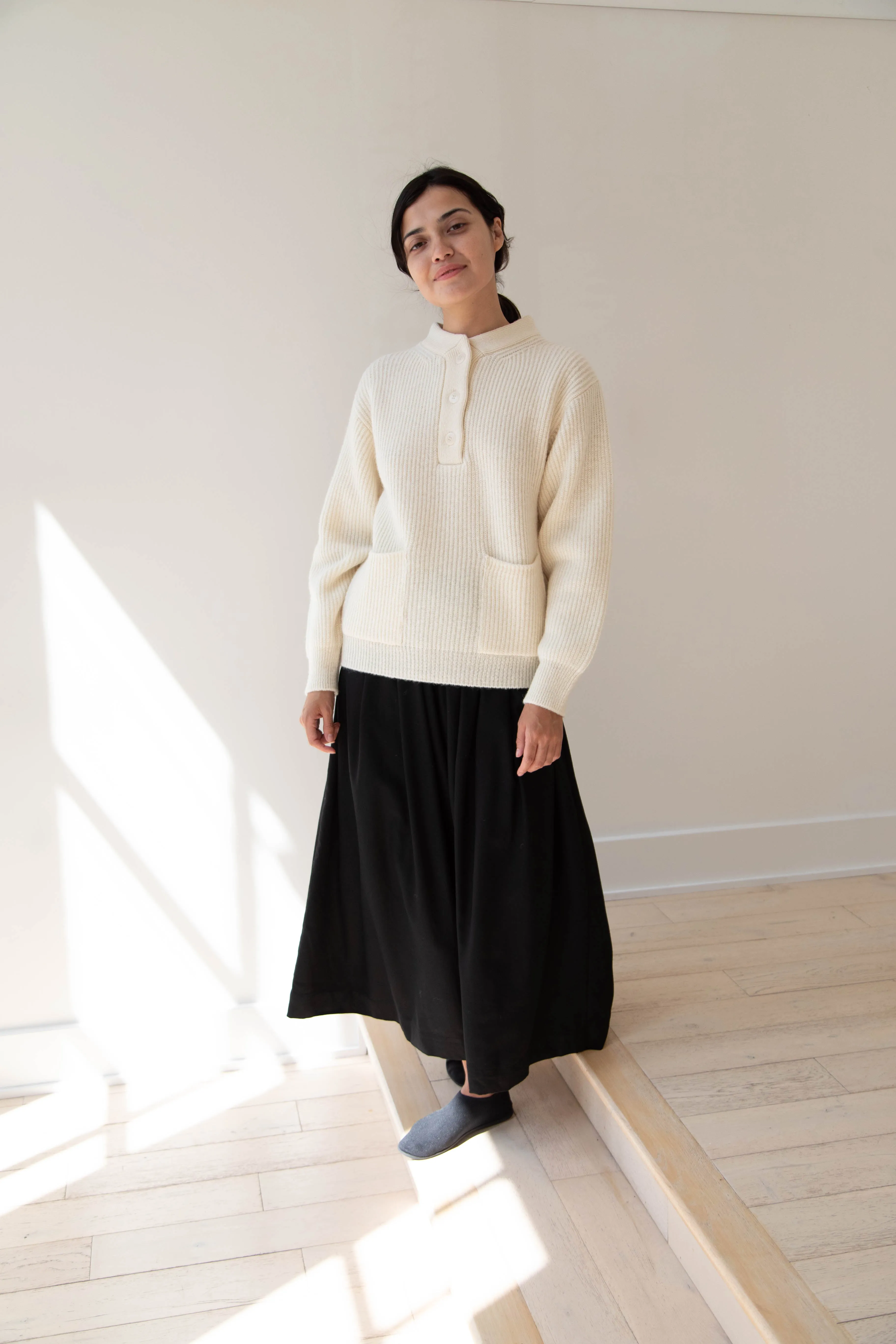 Nothing Written | Shetland Wool Henley Pullover in Ivory