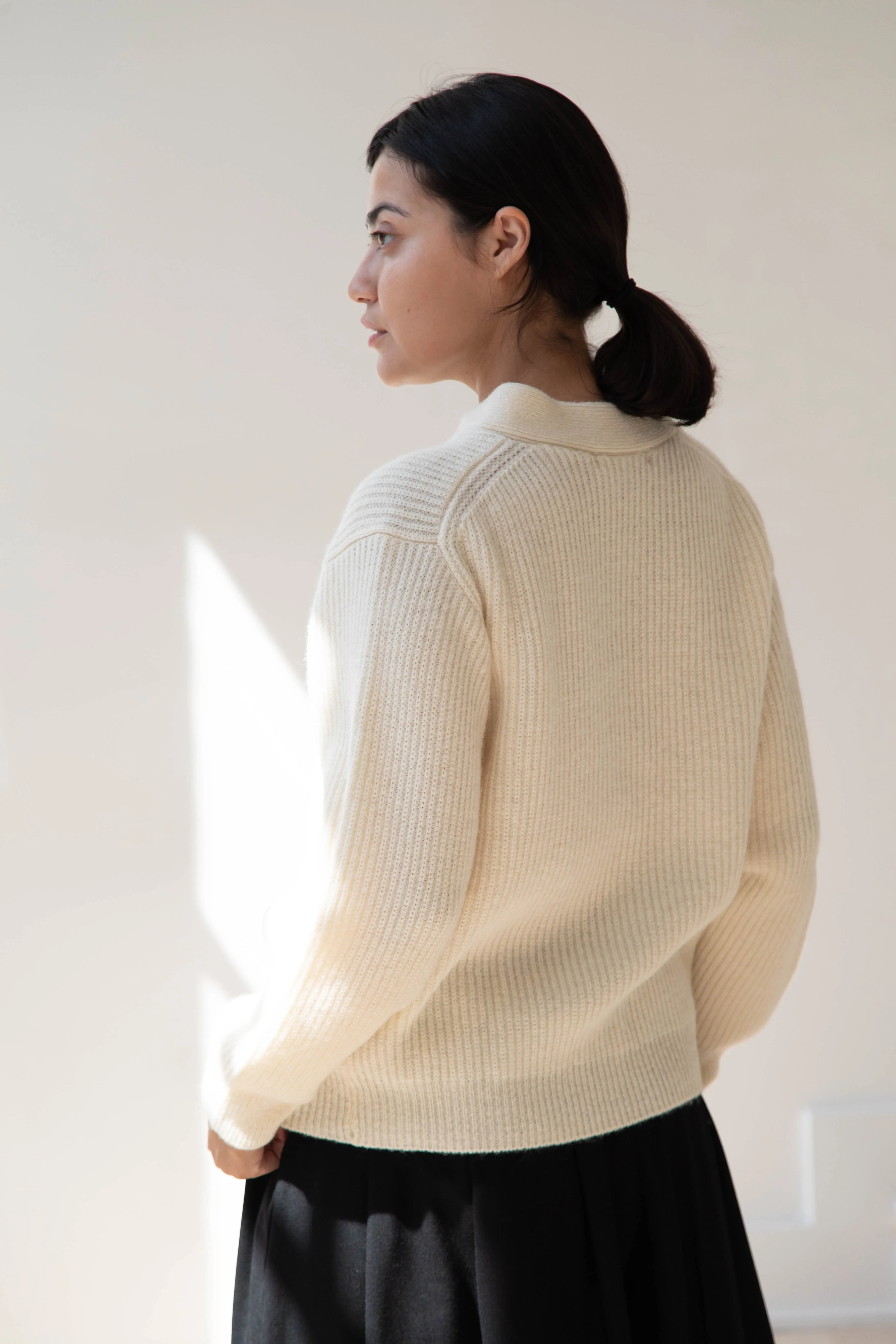 Nothing Written | Shetland Wool Henley Pullover in Ivory