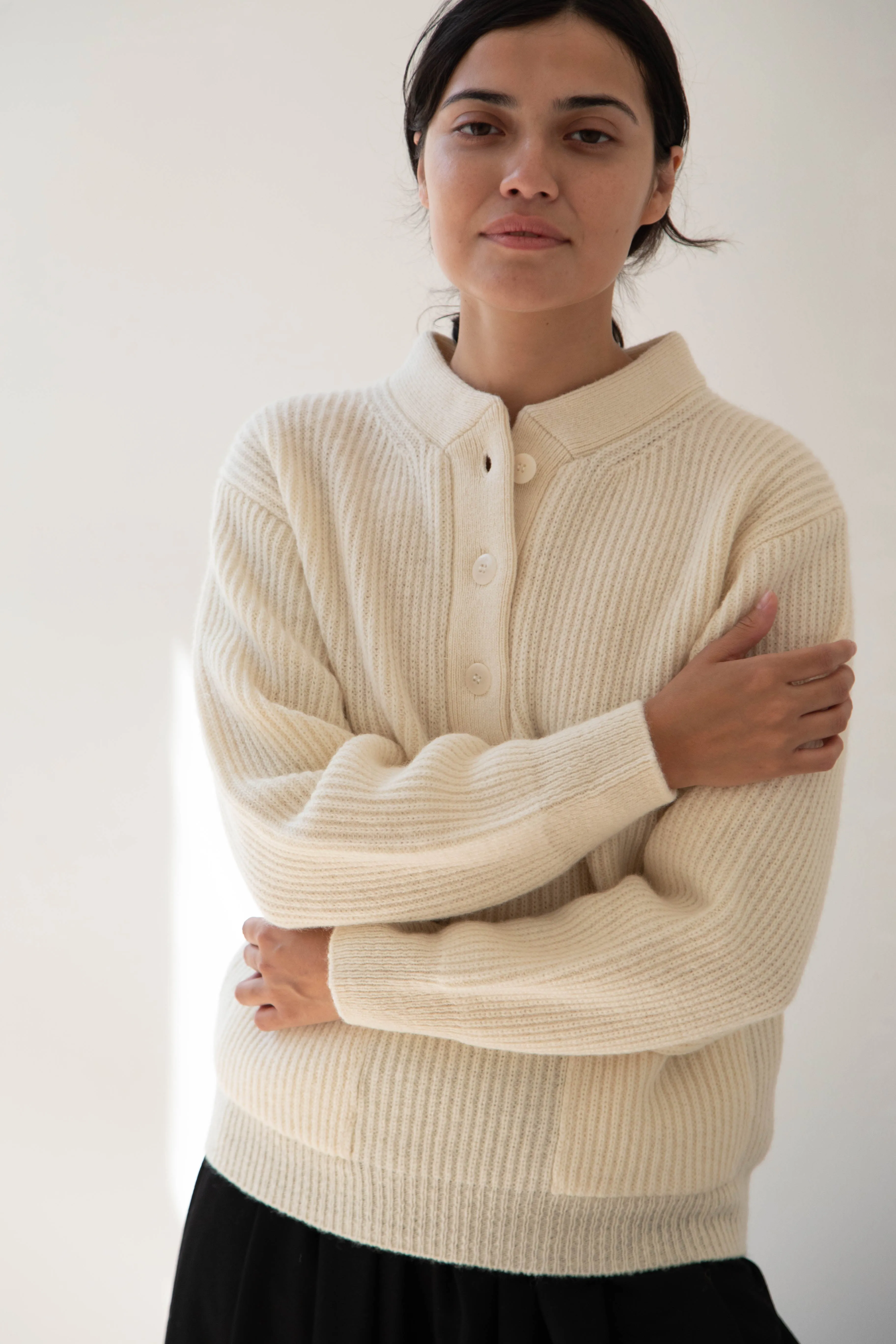 Nothing Written | Shetland Wool Henley Pullover in Ivory