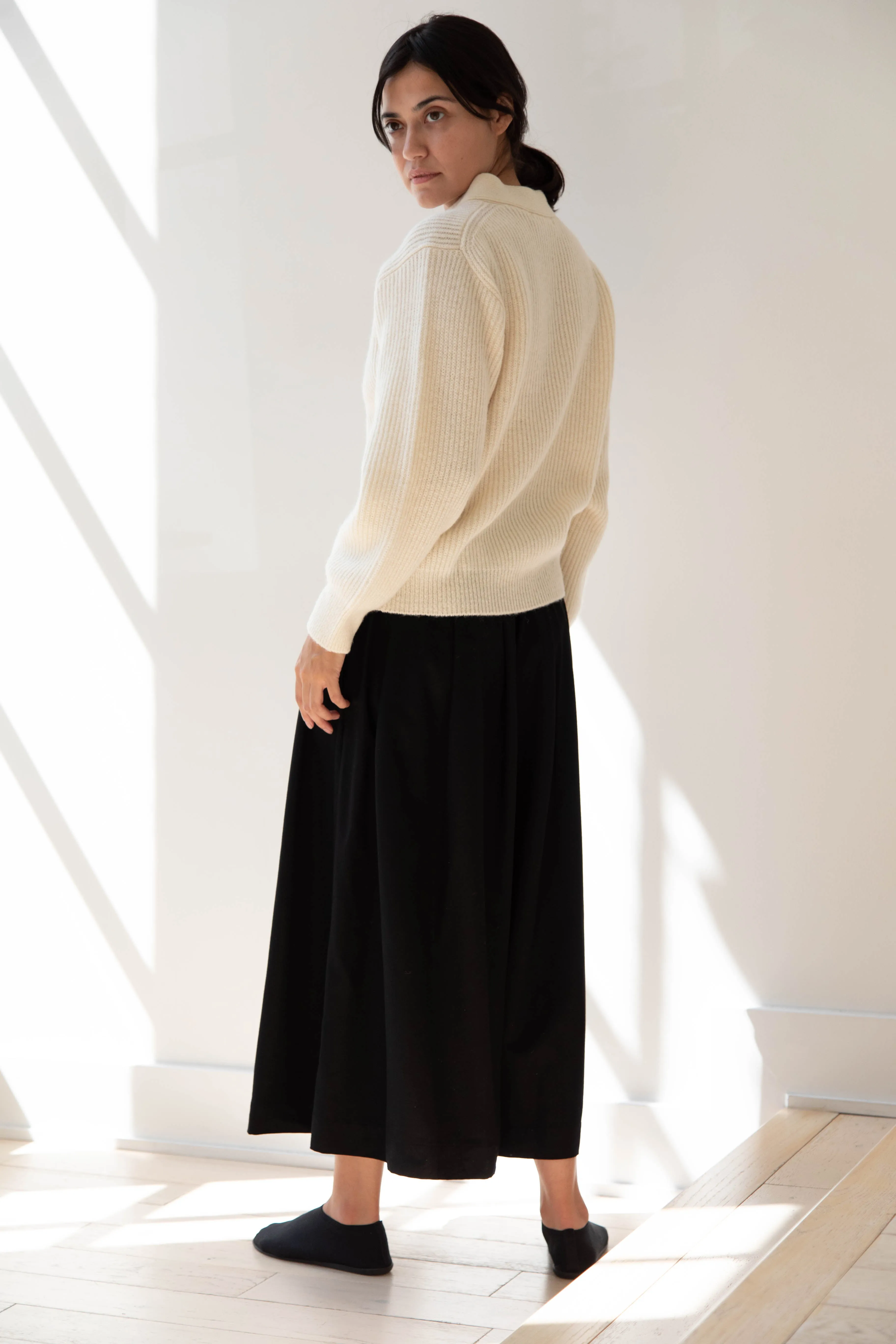 Nothing Written | Shetland Wool Henley Pullover in Ivory