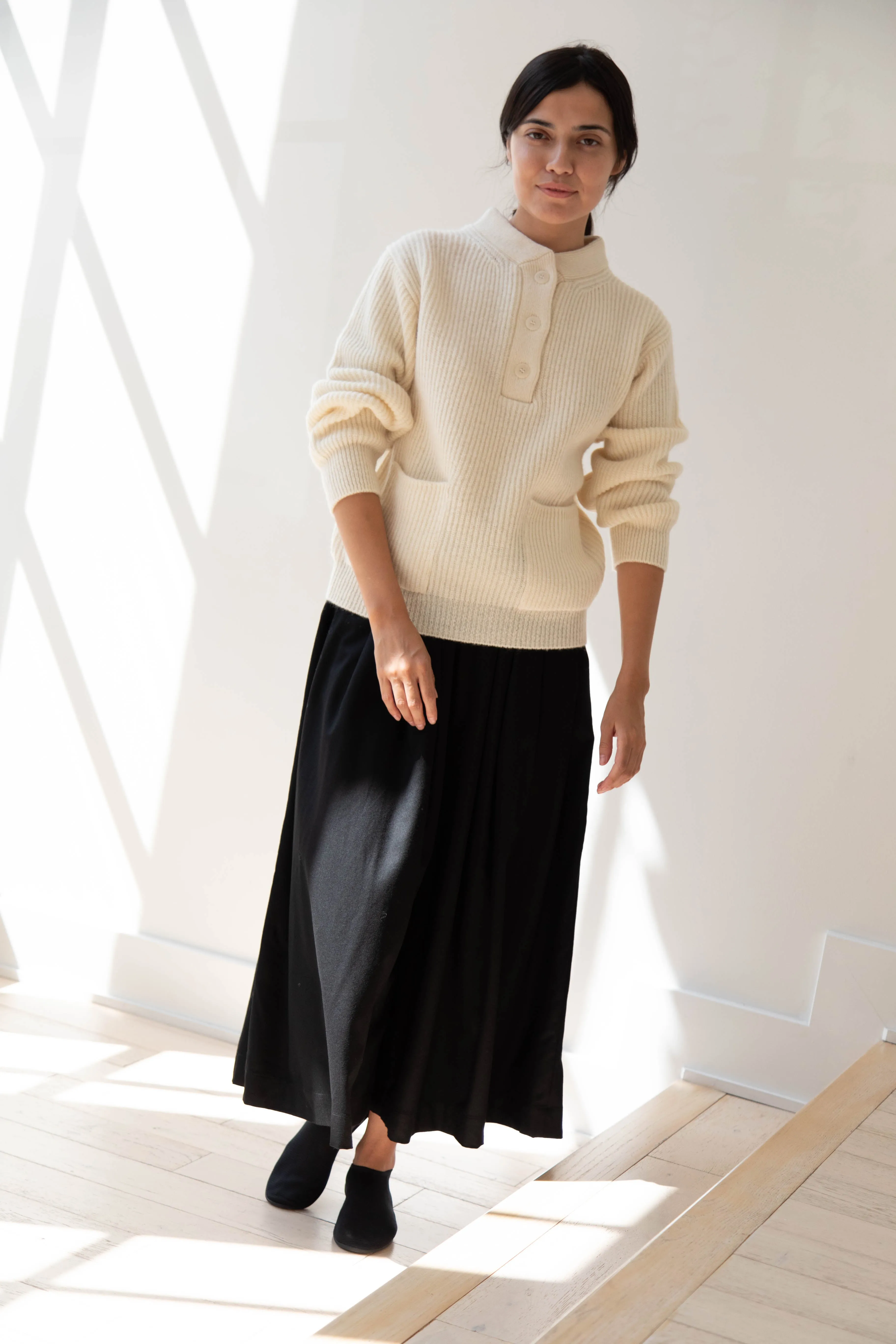 Nothing Written | Shetland Wool Henley Pullover in Ivory