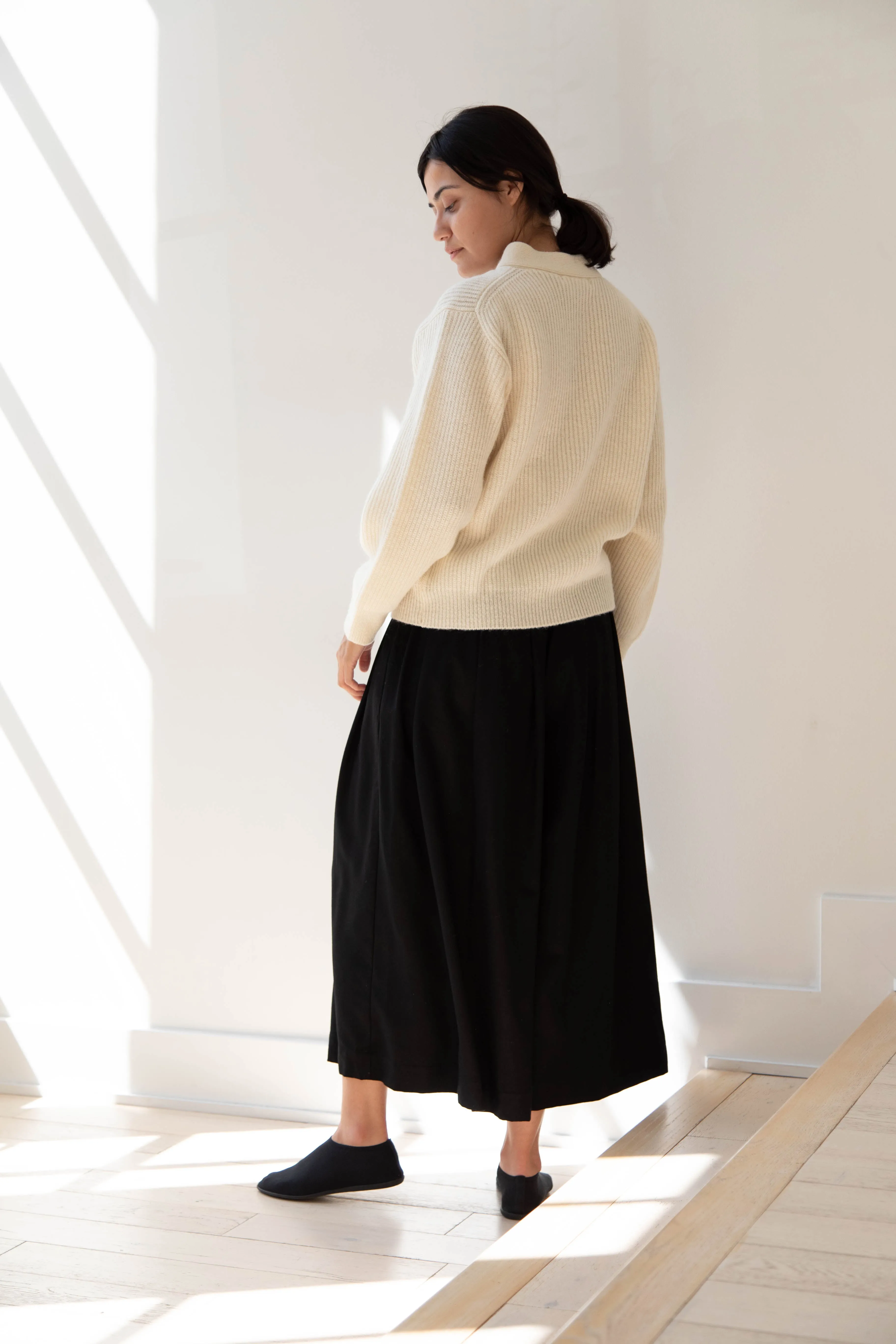 Nothing Written | Shetland Wool Henley Pullover in Ivory