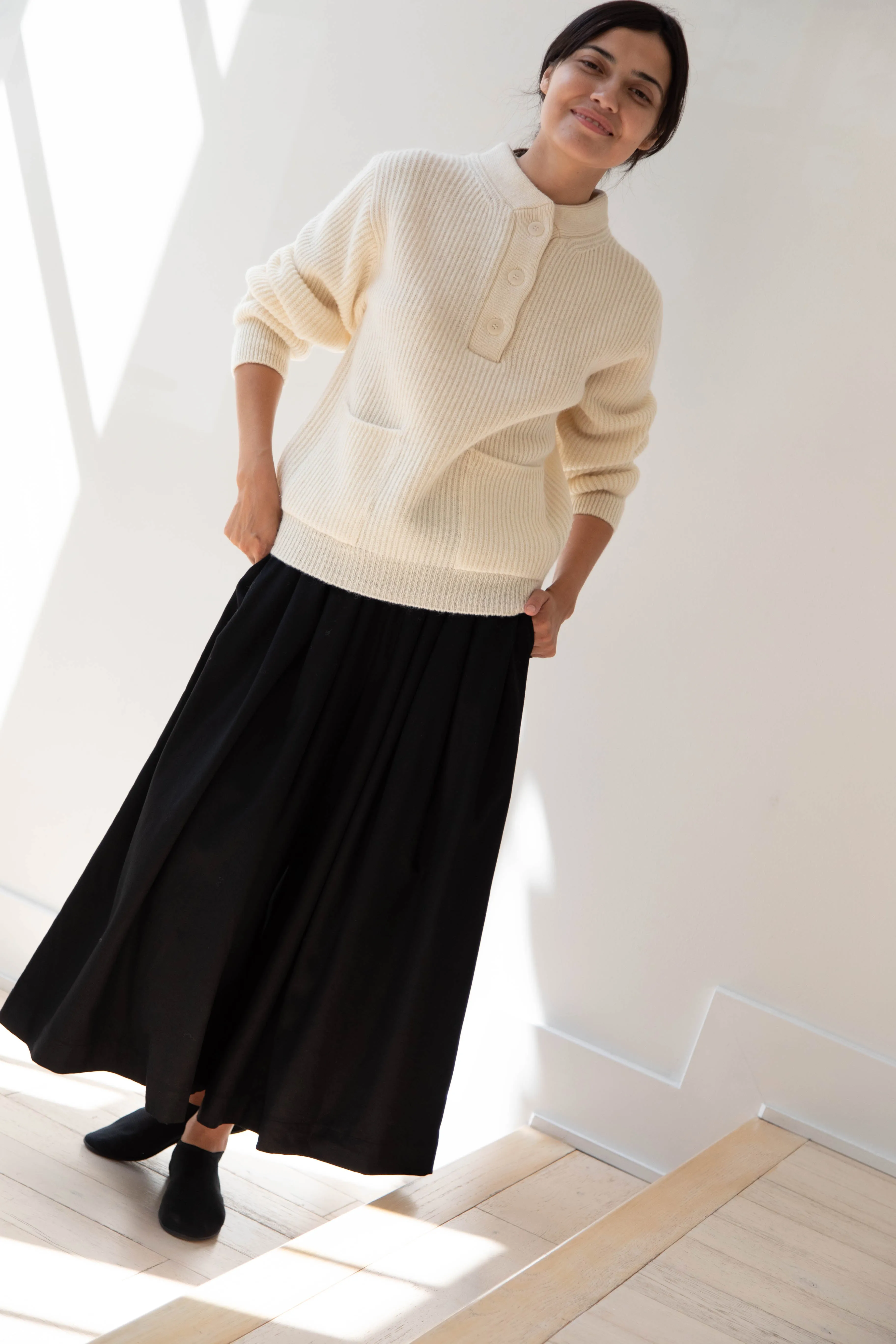 Nothing Written | Shetland Wool Henley Pullover in Ivory