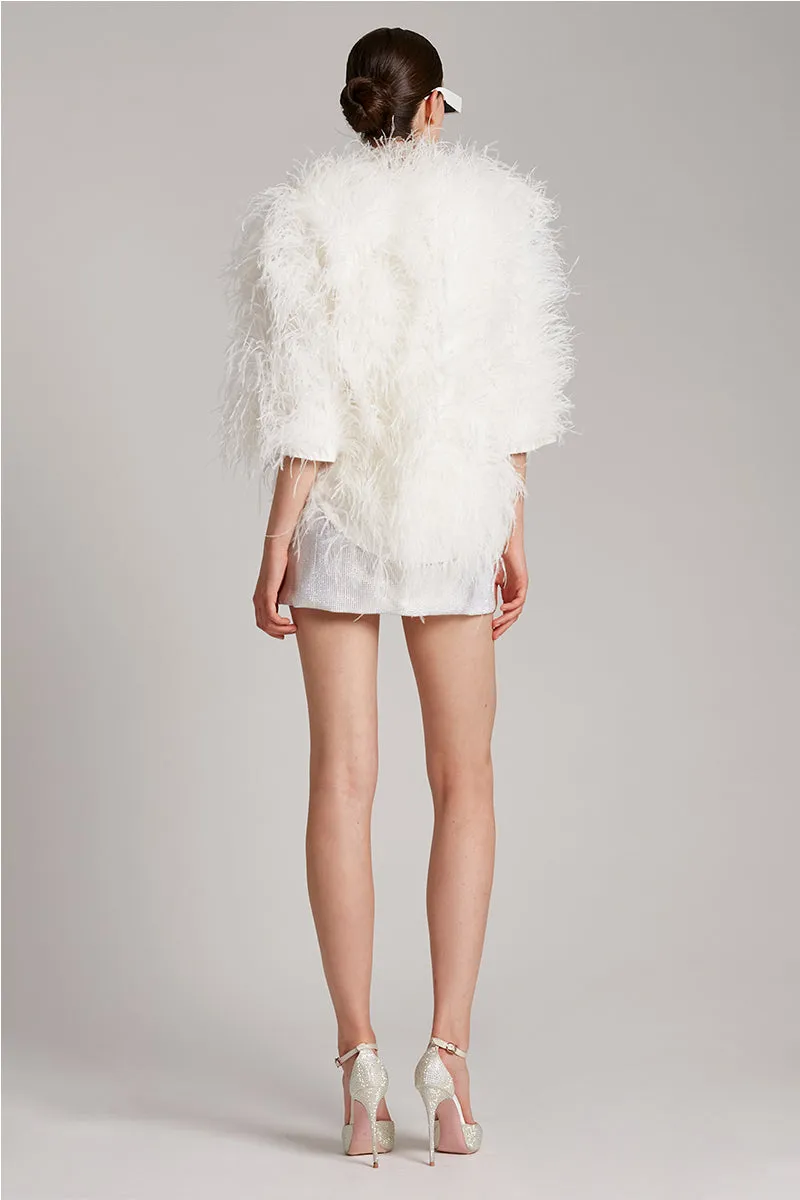 Ostrich Feather Bolero in White