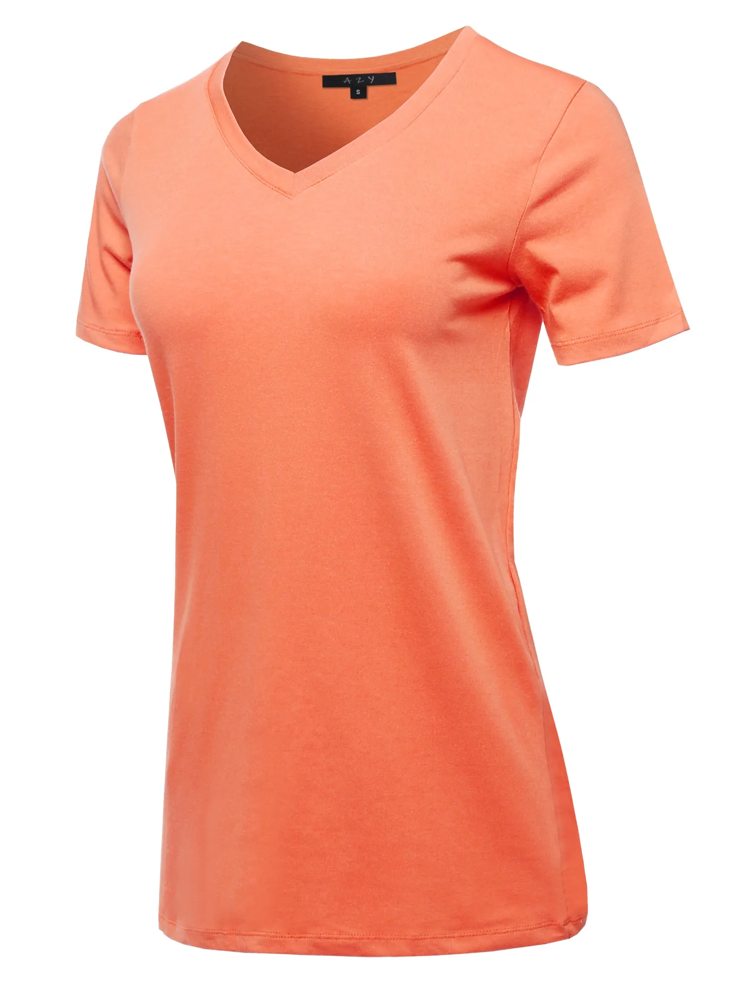 Plus Size Basic Solid Premium Cotton Short Sleeve V-neck T Shirt Tee Tops