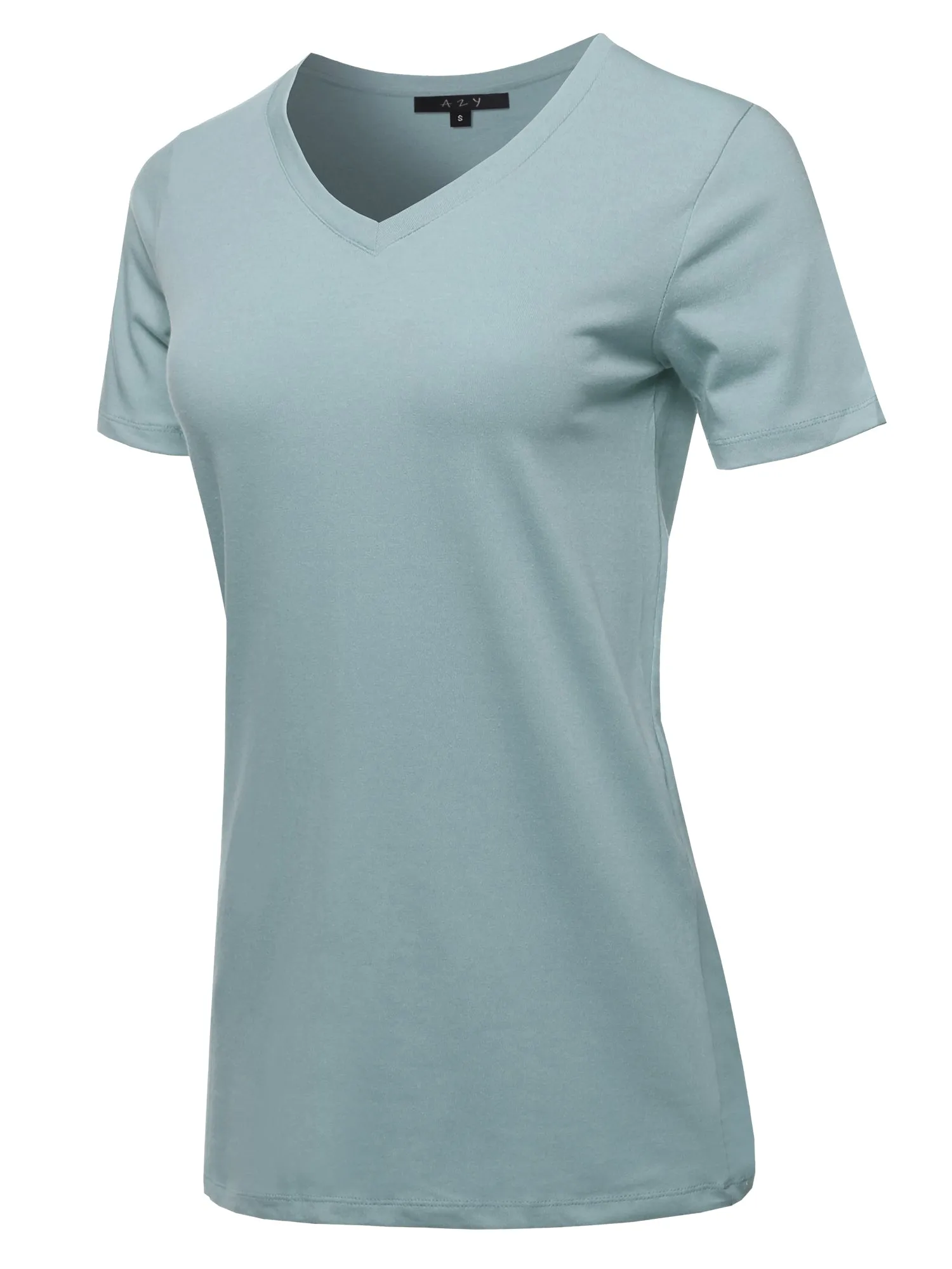 Plus Size Basic Solid Premium Cotton Short Sleeve V-neck T Shirt Tee Tops