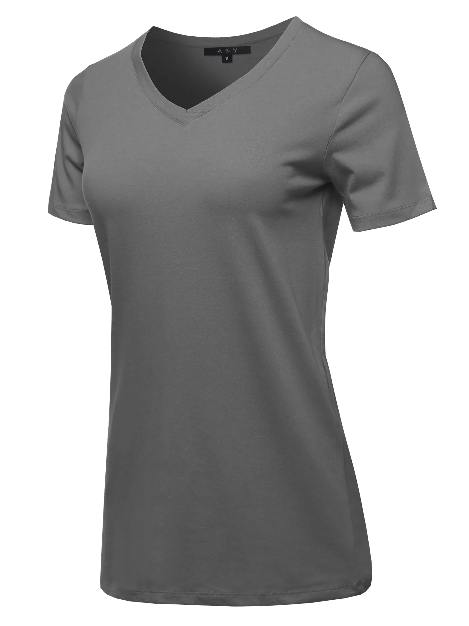 Plus Size Basic Solid Premium Cotton Short Sleeve V-neck T Shirt Tee Tops