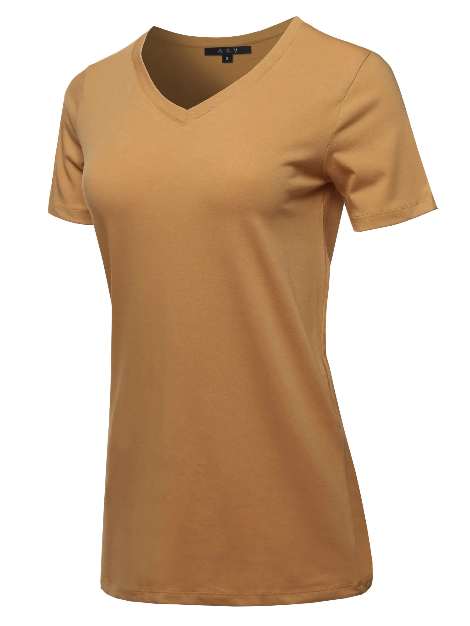 Plus Size Basic Solid Premium Cotton Short Sleeve V-neck T Shirt Tee Tops