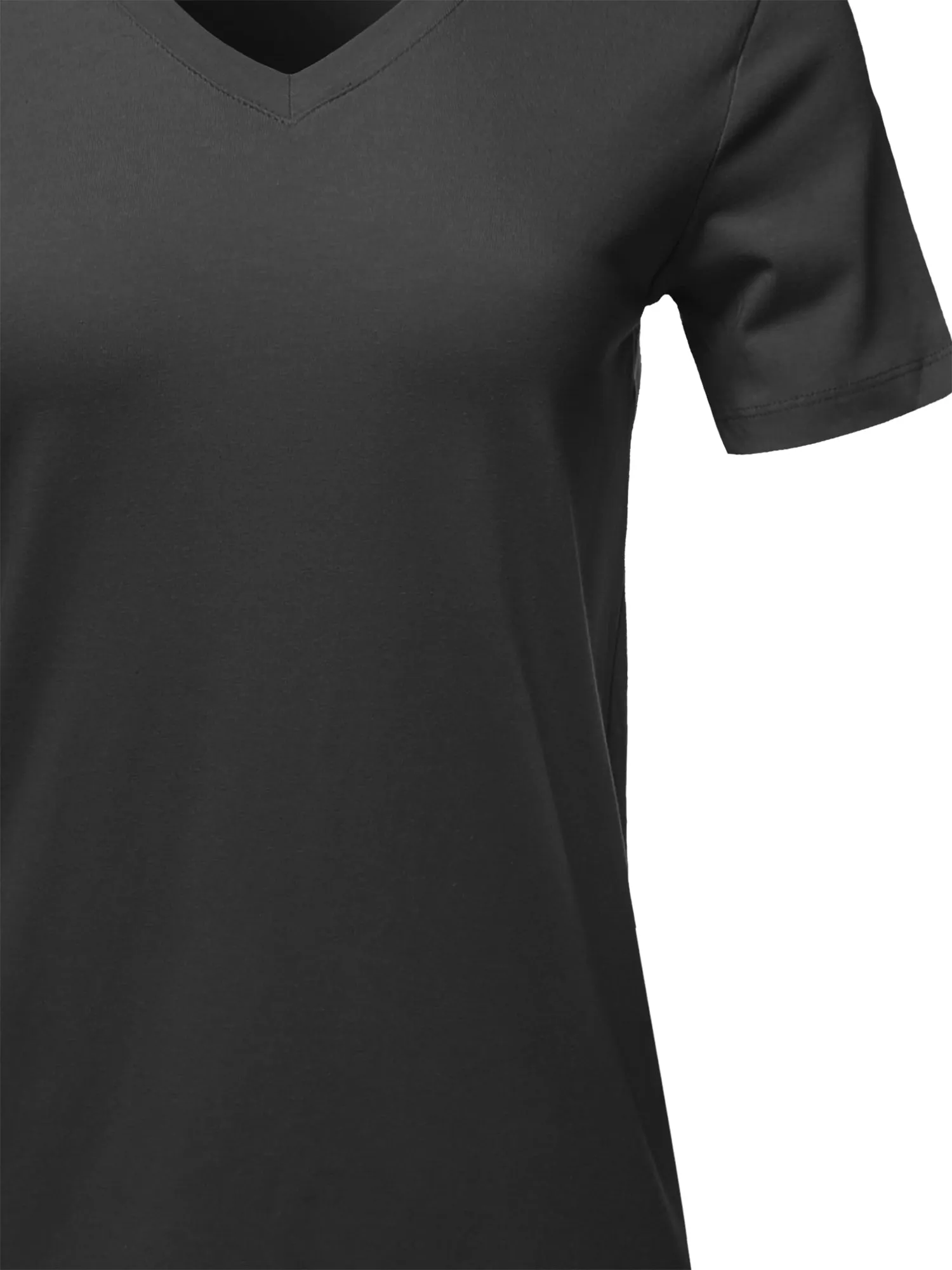 Plus Size Basic Solid Premium Cotton Short Sleeve V-neck T Shirt Tee Tops