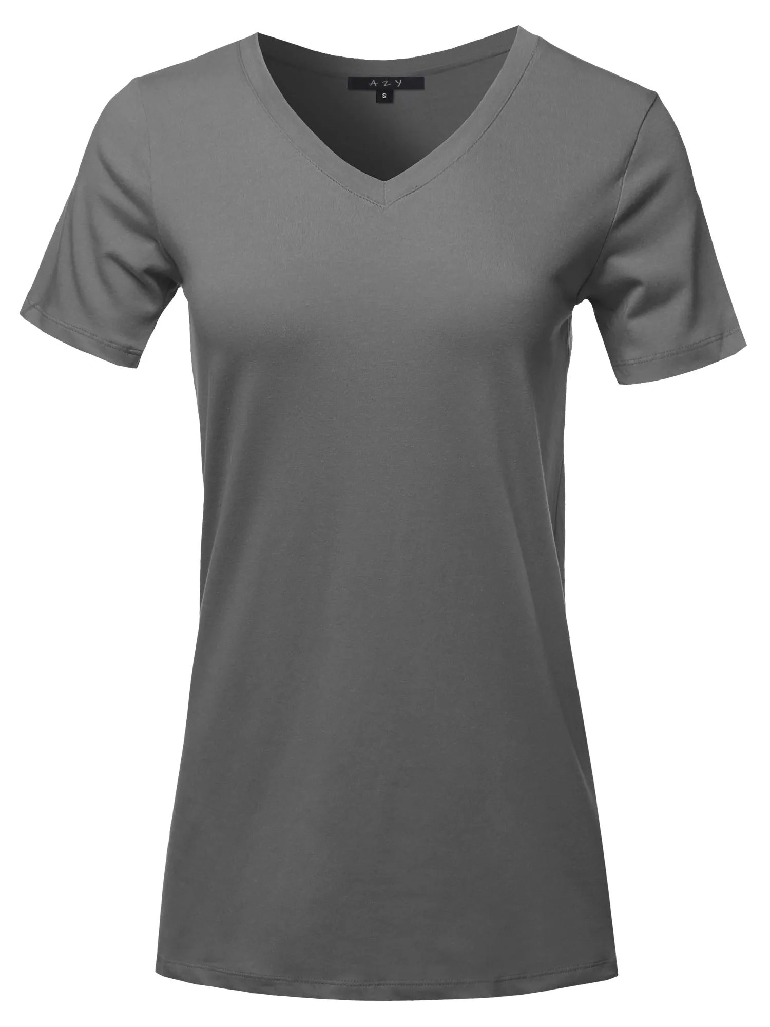 Plus Size Basic Solid Premium Cotton Short Sleeve V-neck T Shirt Tee Tops