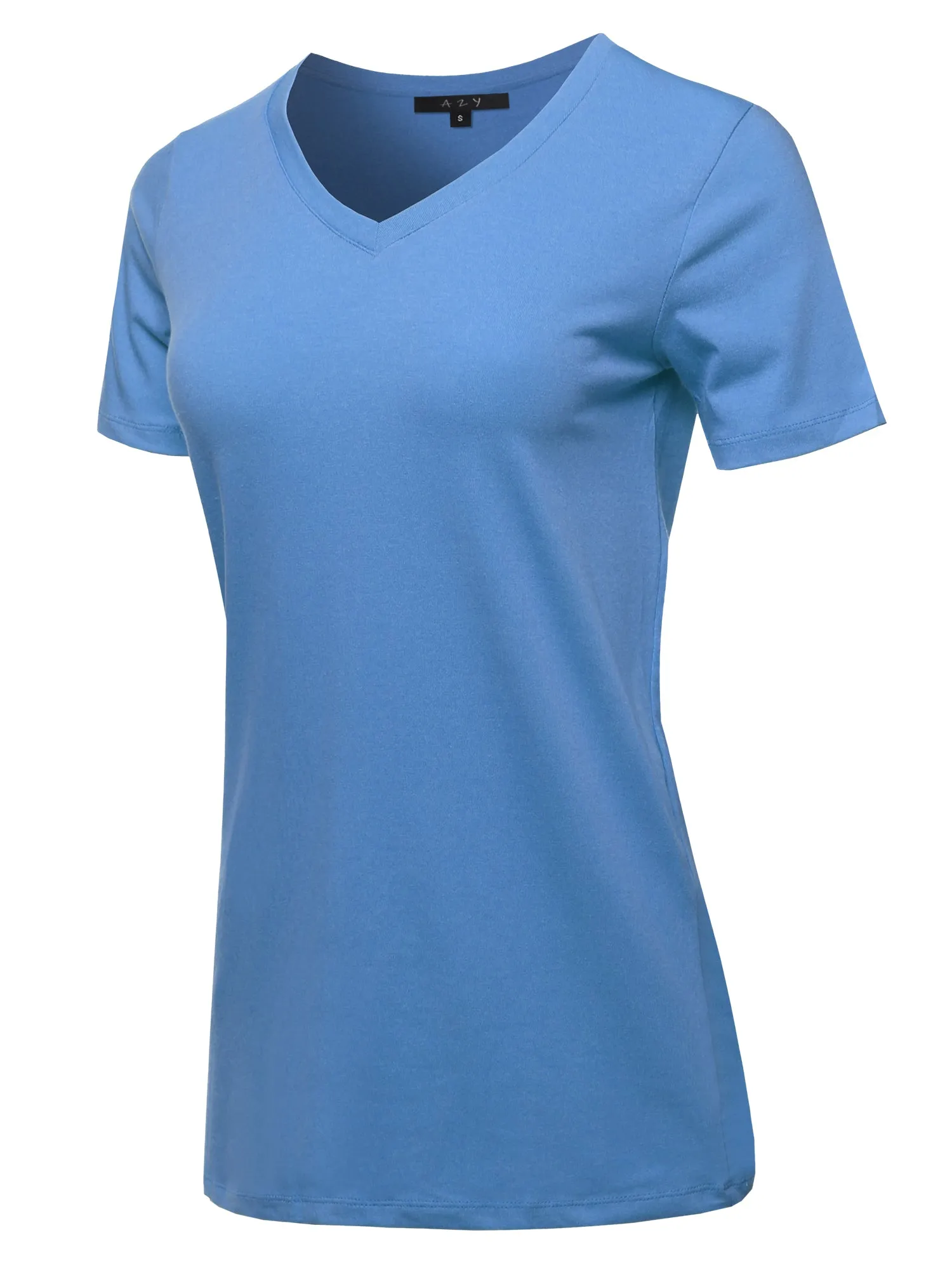 Plus Size Basic Solid Premium Cotton Short Sleeve V-neck T Shirt Tee Tops