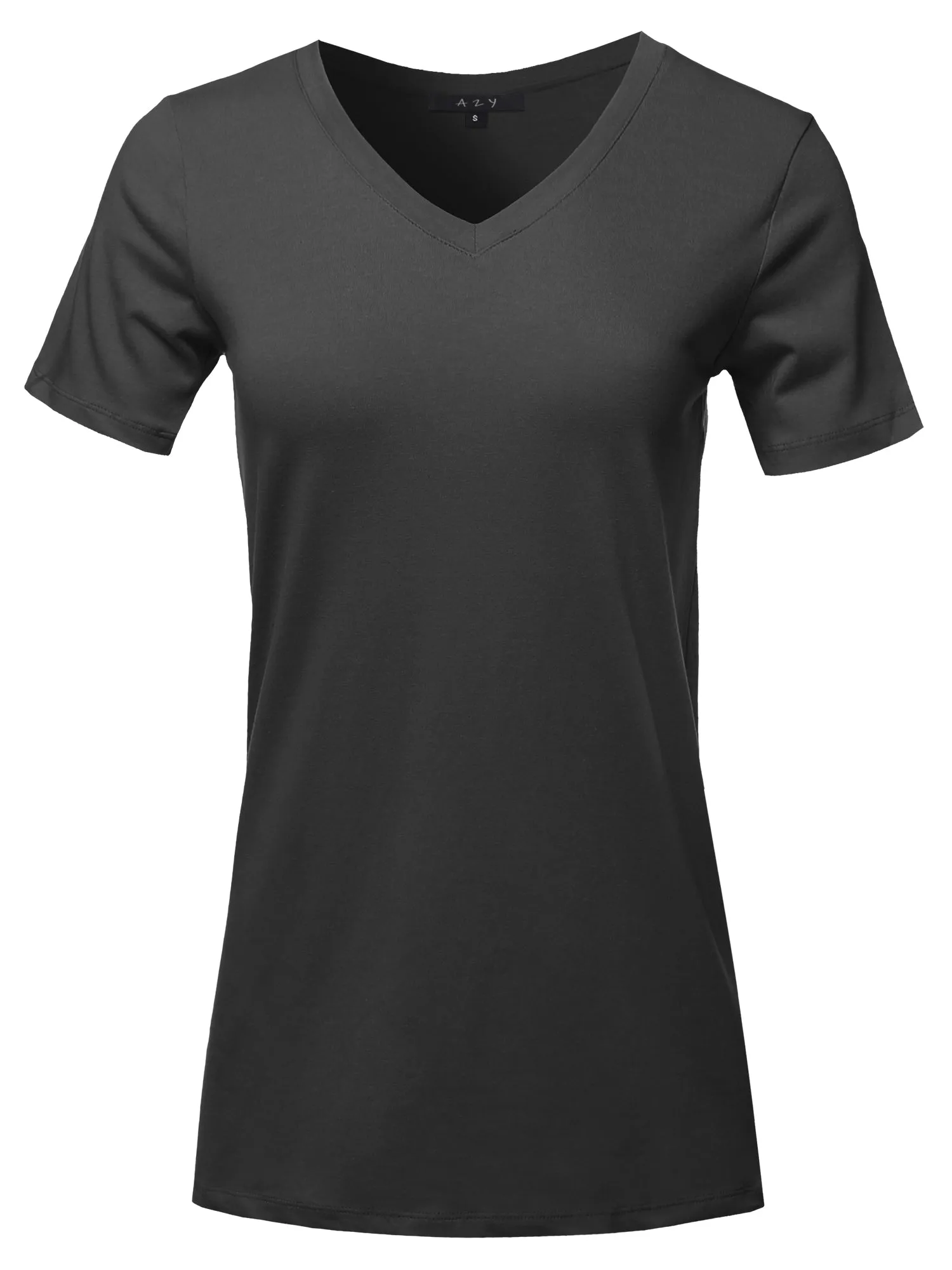 Plus Size Basic Solid Premium Cotton Short Sleeve V-neck T Shirt Tee Tops