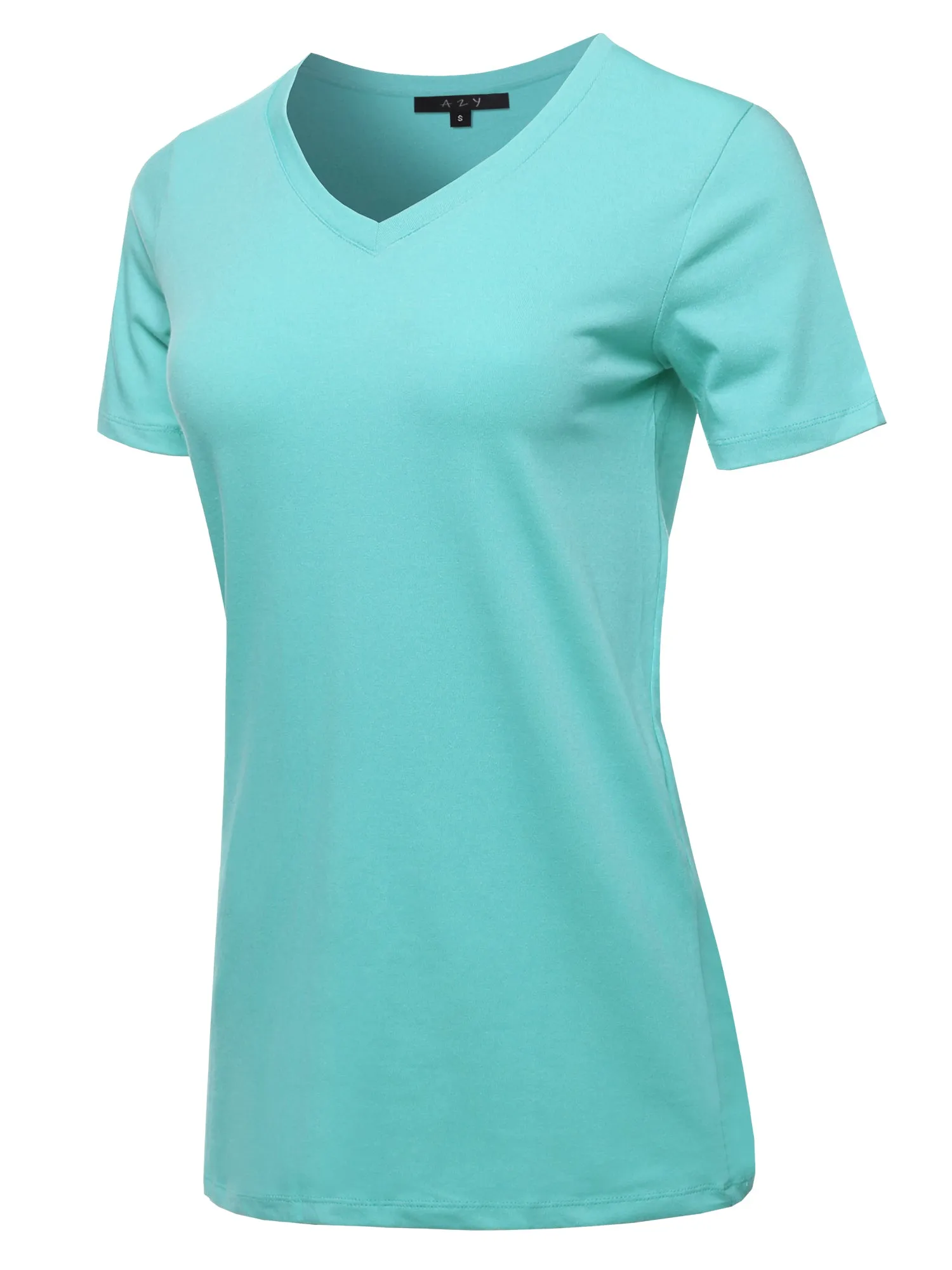 Plus Size Basic Solid Premium Cotton Short Sleeve V-neck T Shirt Tee Tops