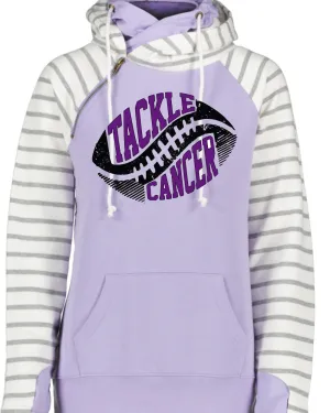 Purple Tackle Cancer Football Tackle Cancer Purple Cowl Double Hood Top