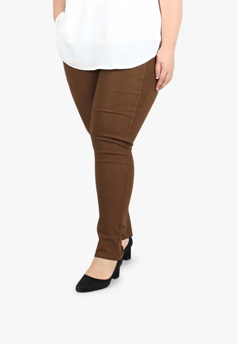 Queenie FLEXI Skinny Pants [TALL] - Brown