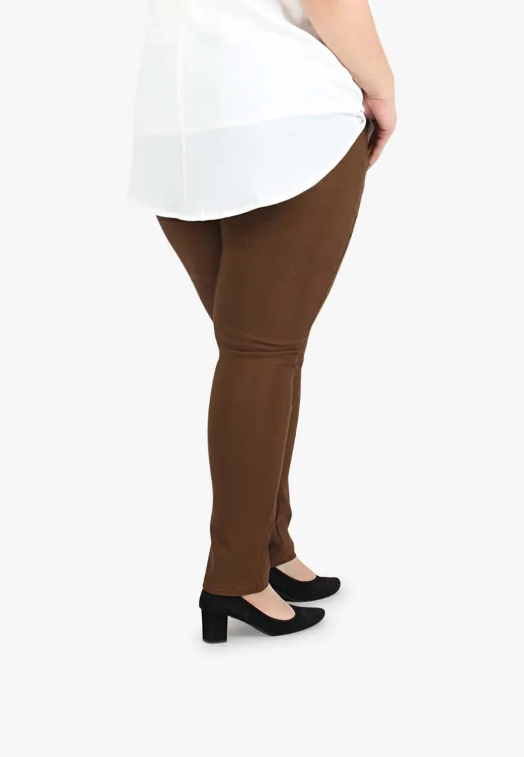 Queenie FLEXI Skinny Pants [TALL] - Brown