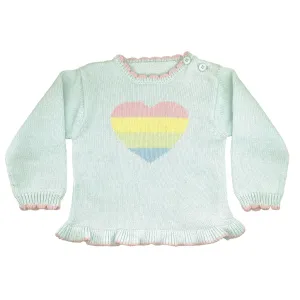 Rainbow Knit Heart Sweater