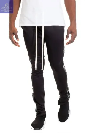 Sleek Leather Detail Slim Fit Track Pants