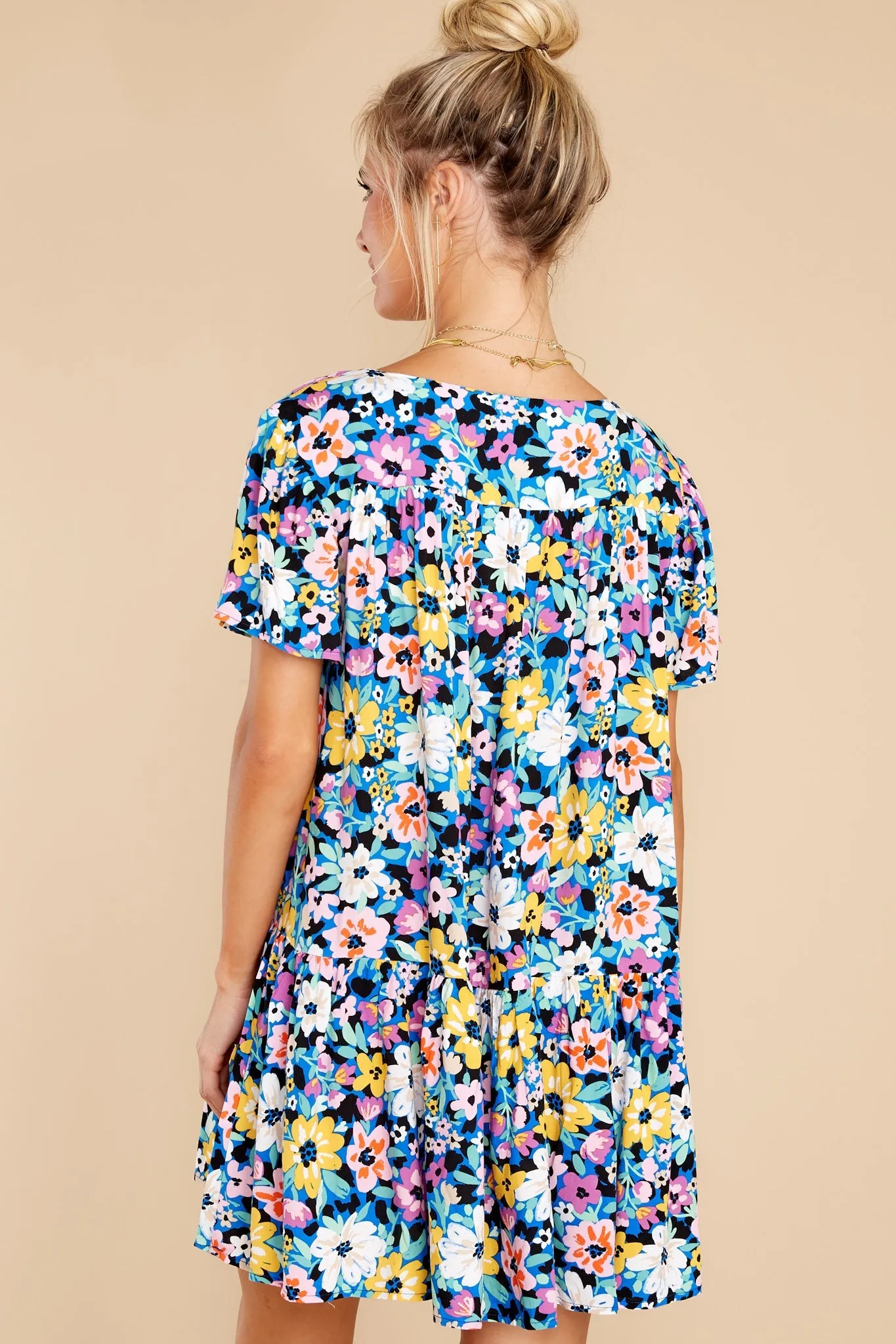 Sunny Days Blue Multi Floral Print Dress