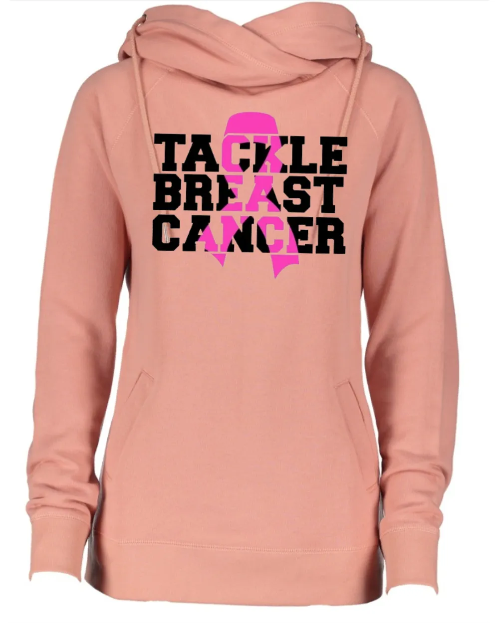 Tackle Breast Cancer Ribbon Pink Out Tackle Cancer Football Cowl Double Hood Top