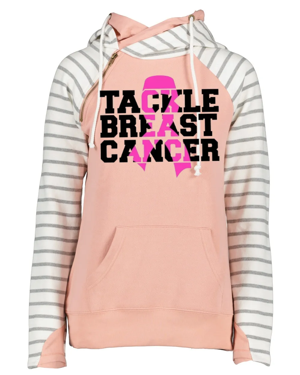 Tackle Breast Cancer Ribbon Pink Out Tackle Cancer Football Cowl Double Hood Top