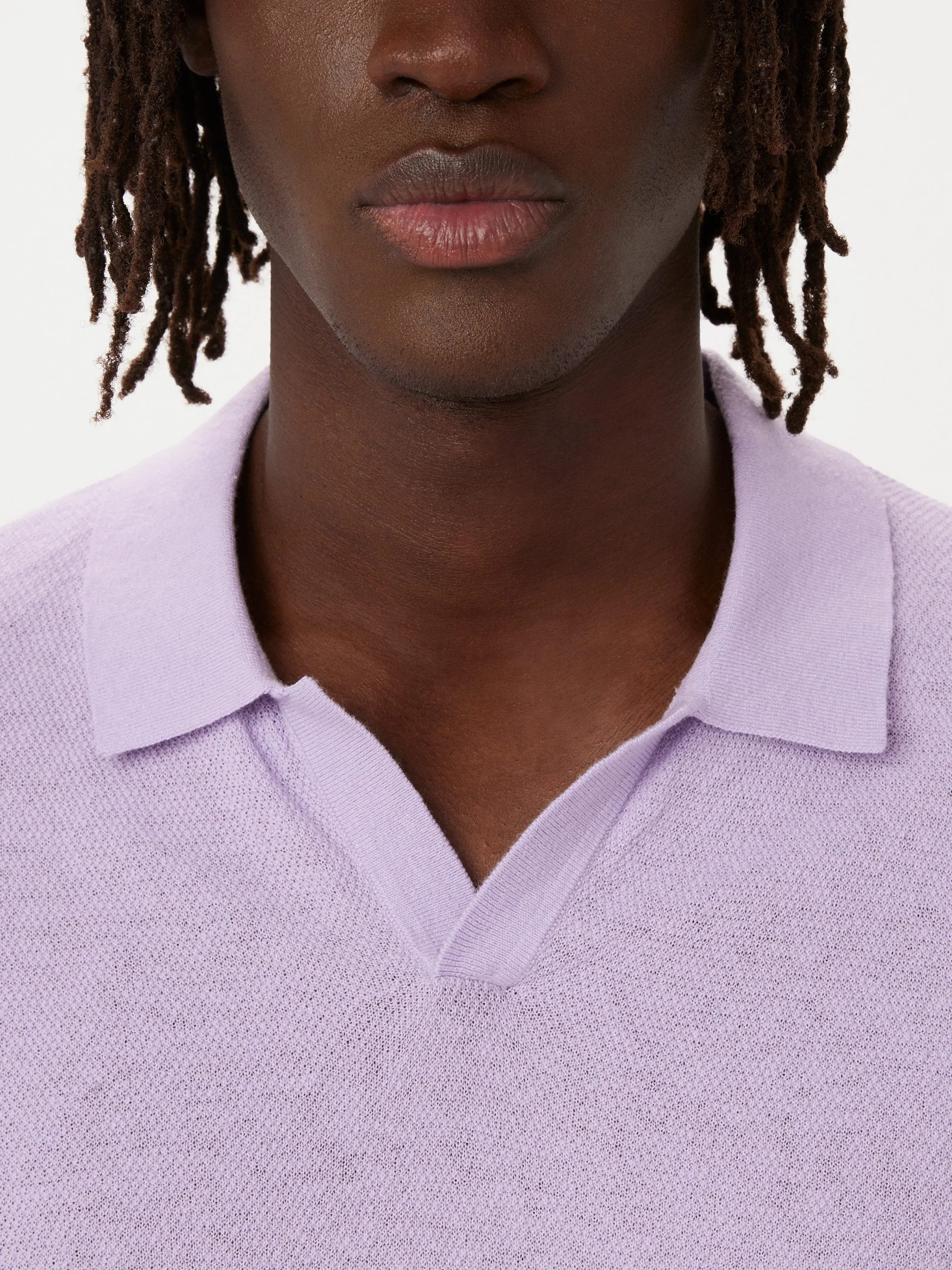 The Short Sleeve Linen Polo in Lilac