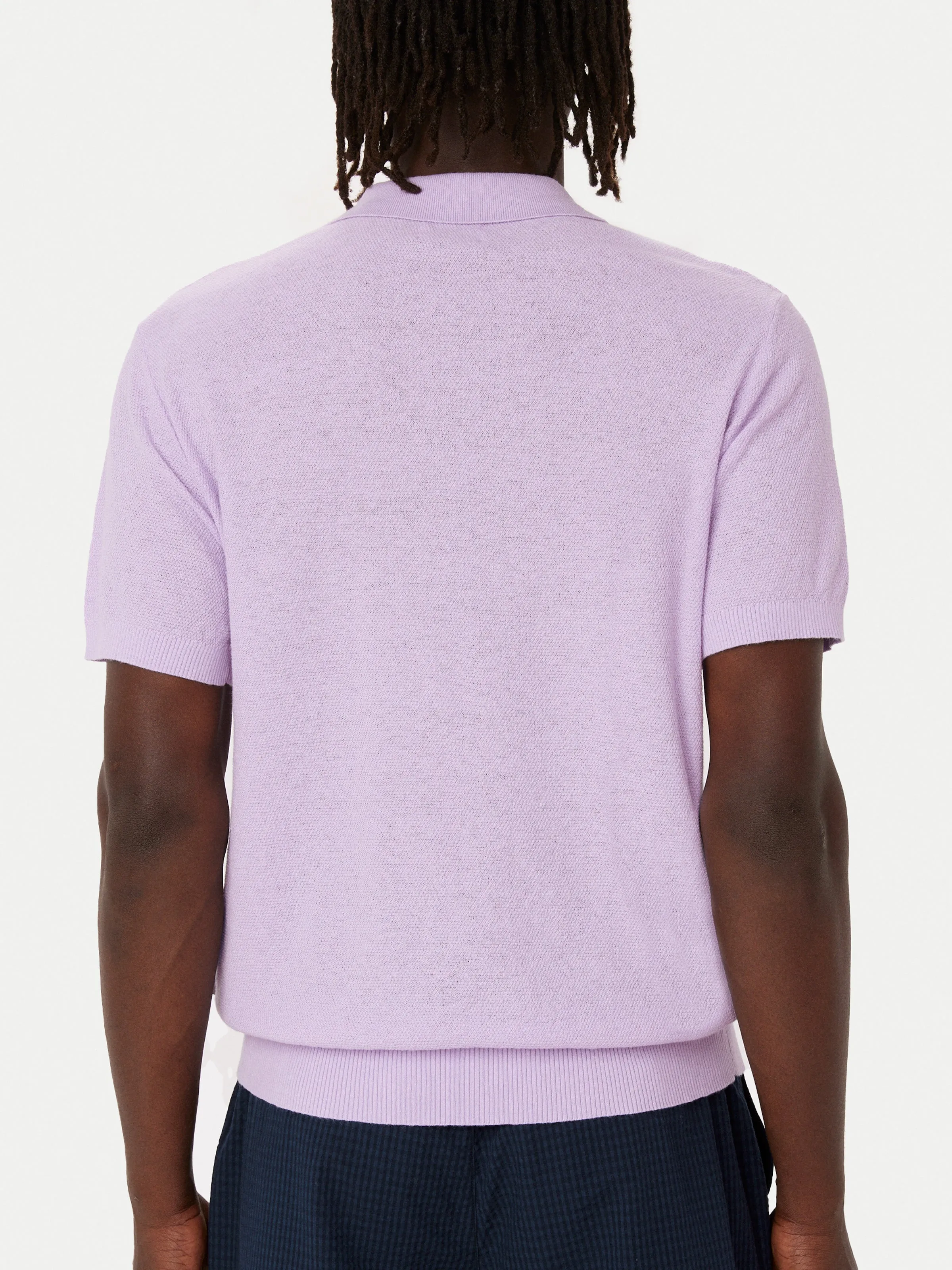 The Short Sleeve Linen Polo in Lilac