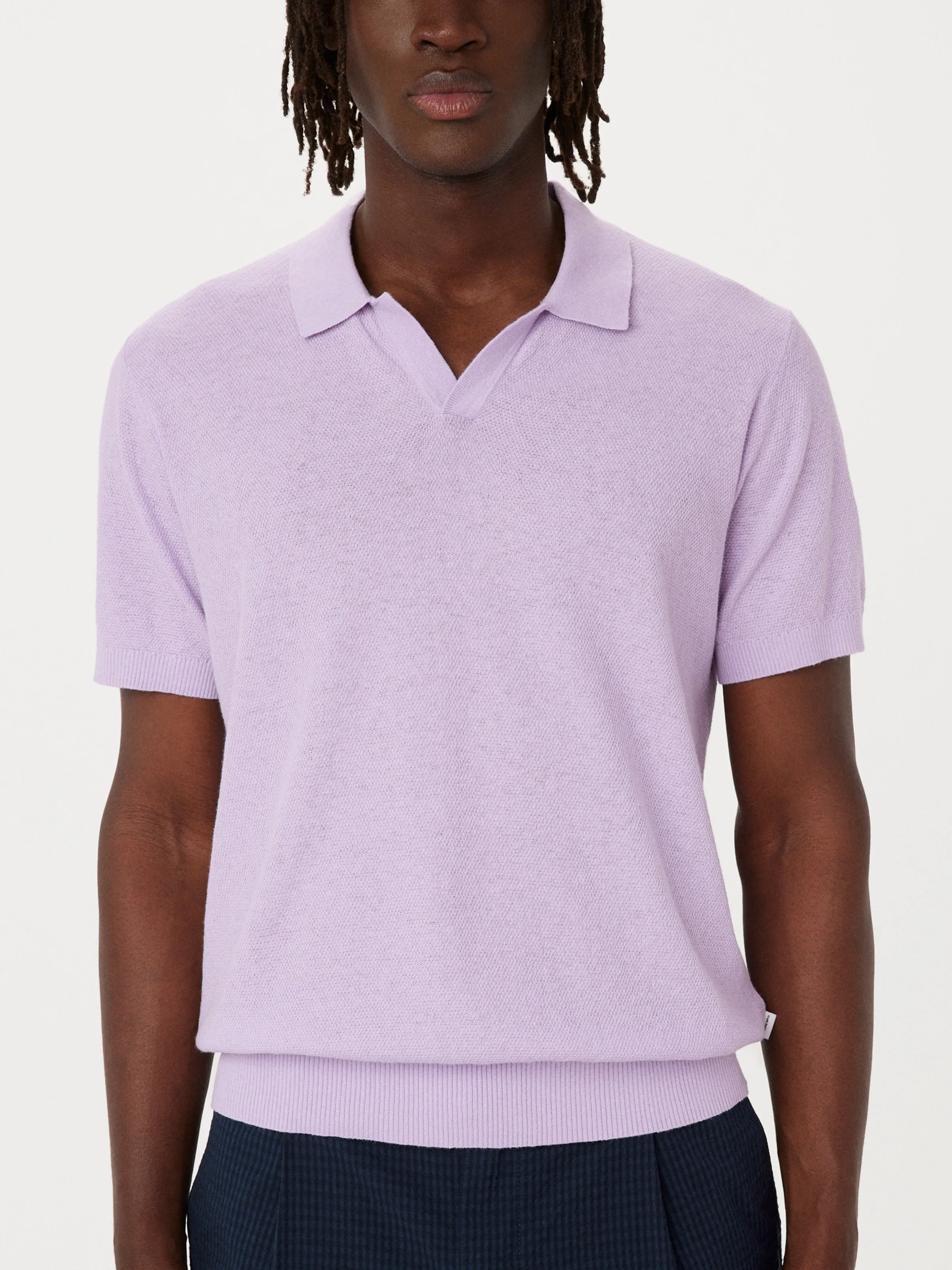 The Short Sleeve Linen Polo in Lilac