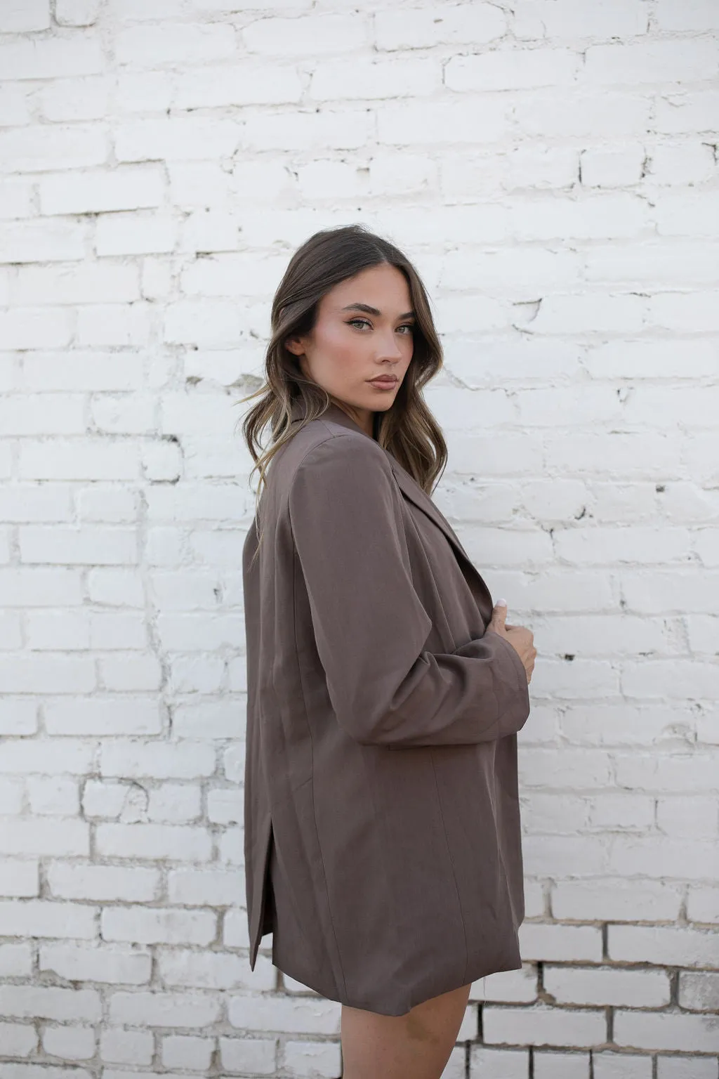 Top Notch Boyfriend Blazer in Brown