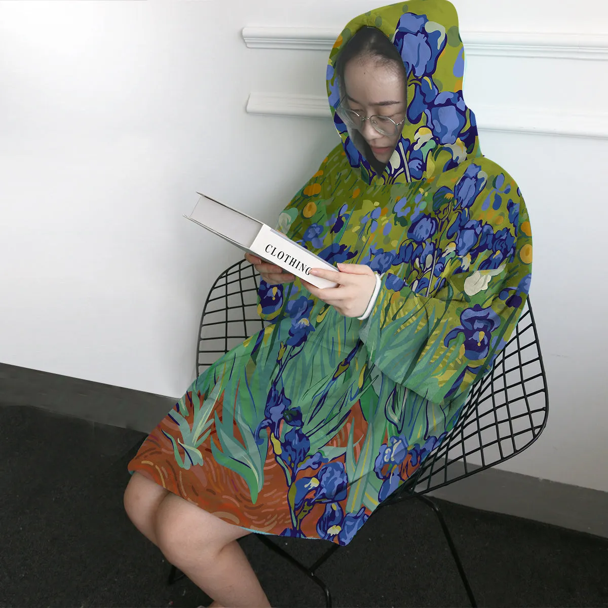 Van Gogh's Irises Wearable Blanket Hoodie