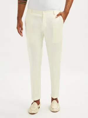 Vastramay Mens Cream Cotton Satin Lycra