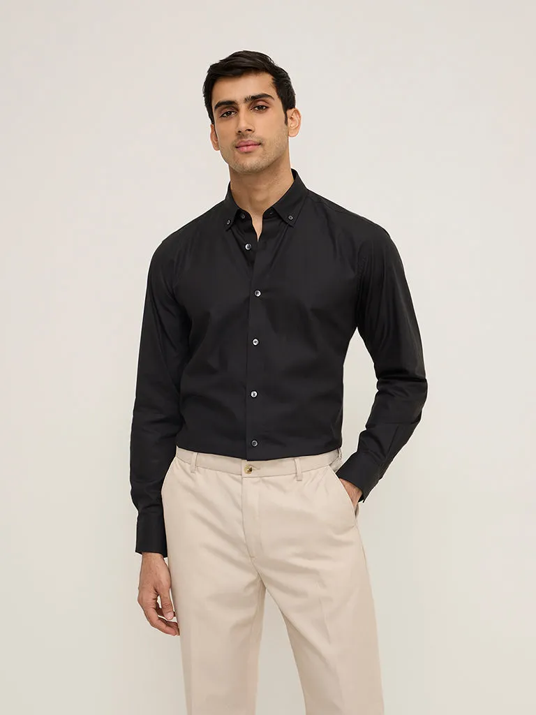 WES Formals Black Relaxed-Fit Shirt