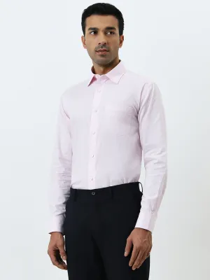 WES Formals Pink Pinstripe Design Relaxed-Fit Cotton Shirt