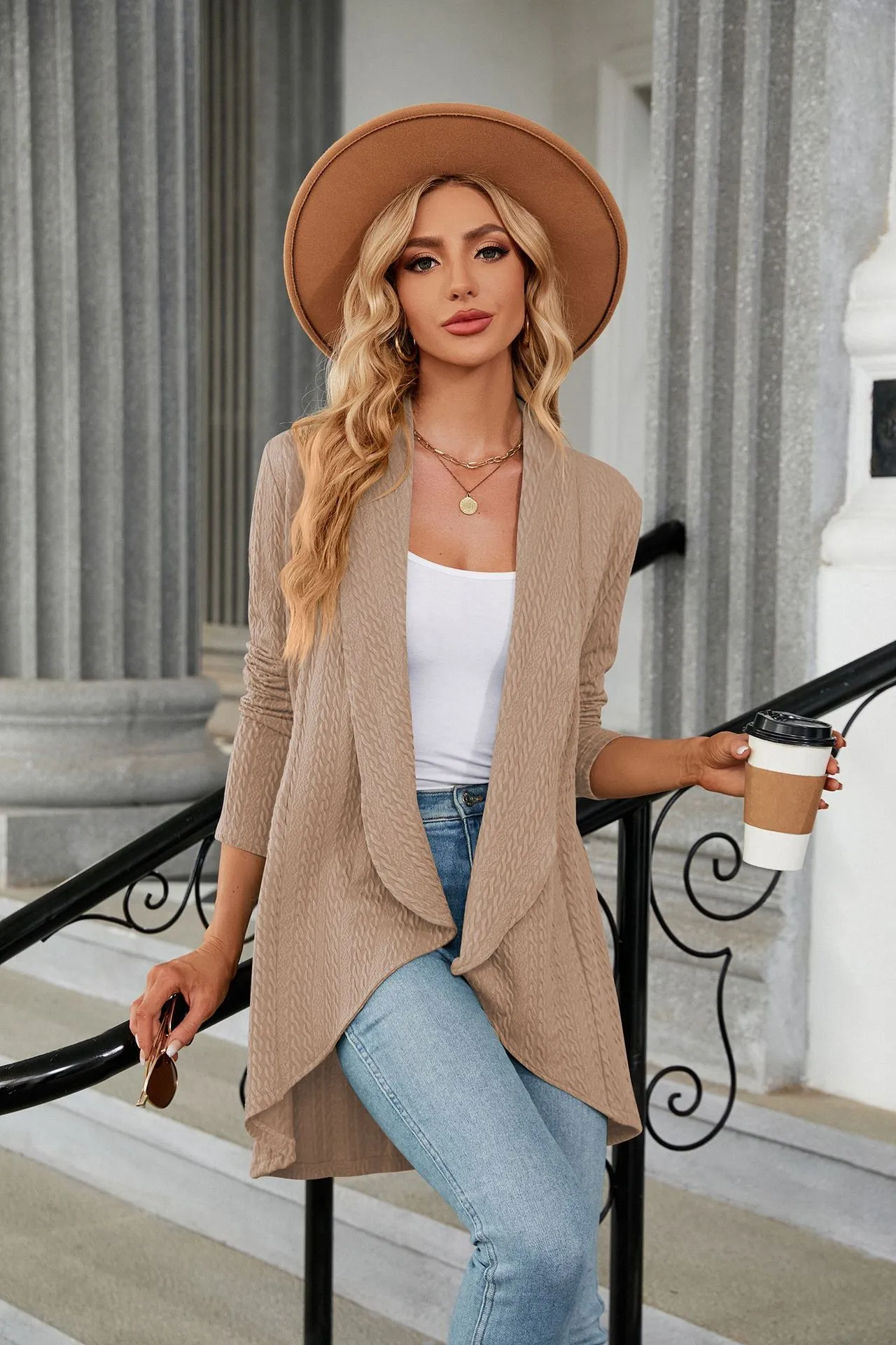 Women's Casual Lightweight Open Front Cardigans  Soft Draped Long Sleeve