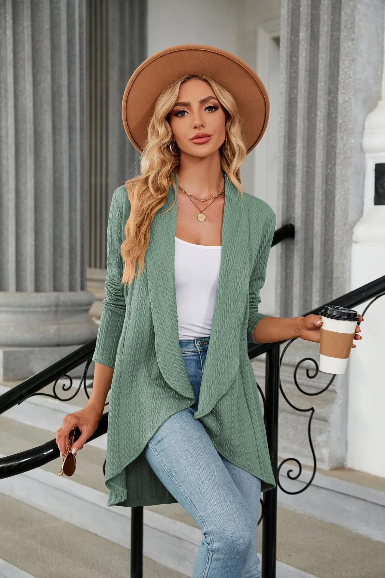 Women's Casual Lightweight Open Front Cardigans  Soft Draped Long Sleeve